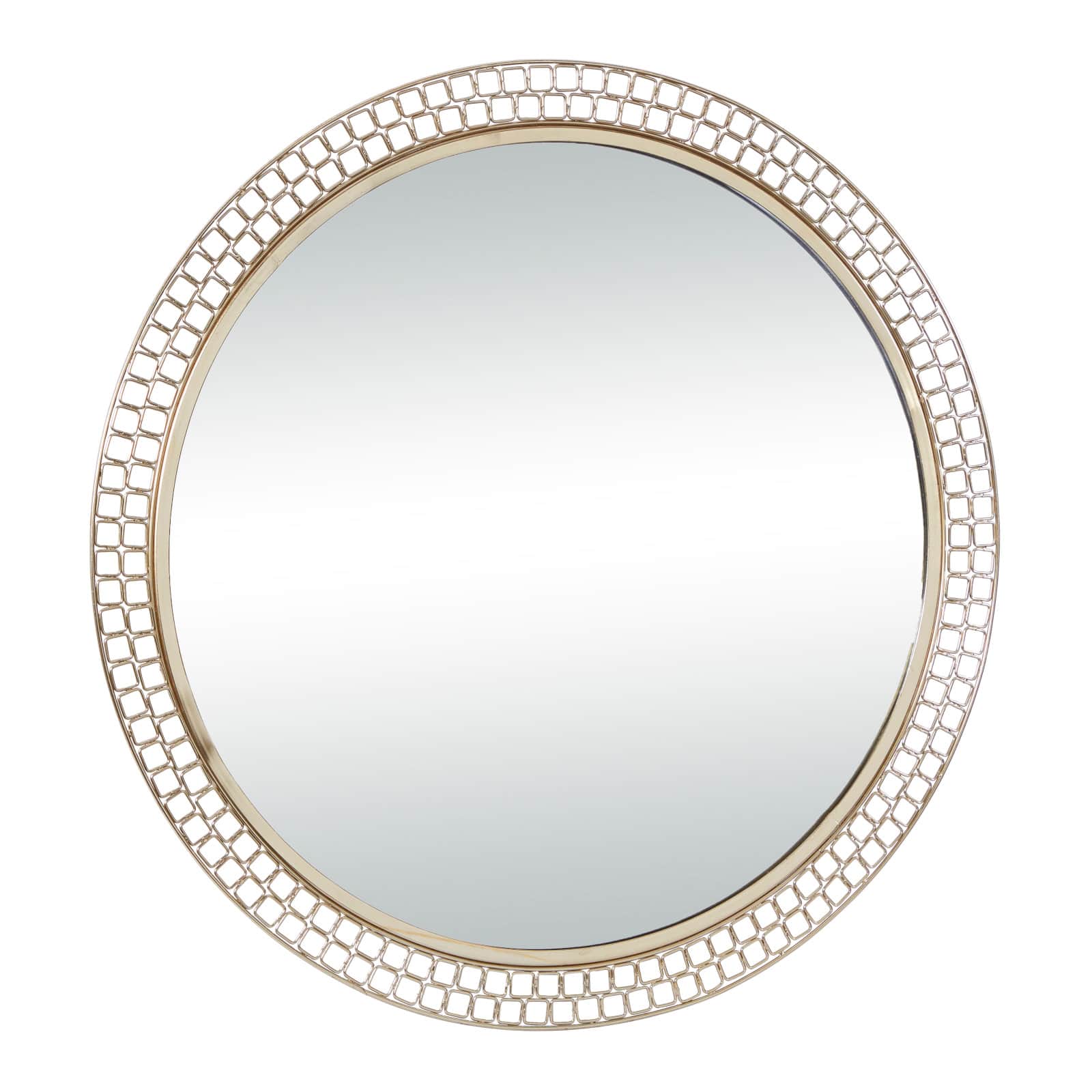 37" Gold Metal Contemporary Round Wall Mirror