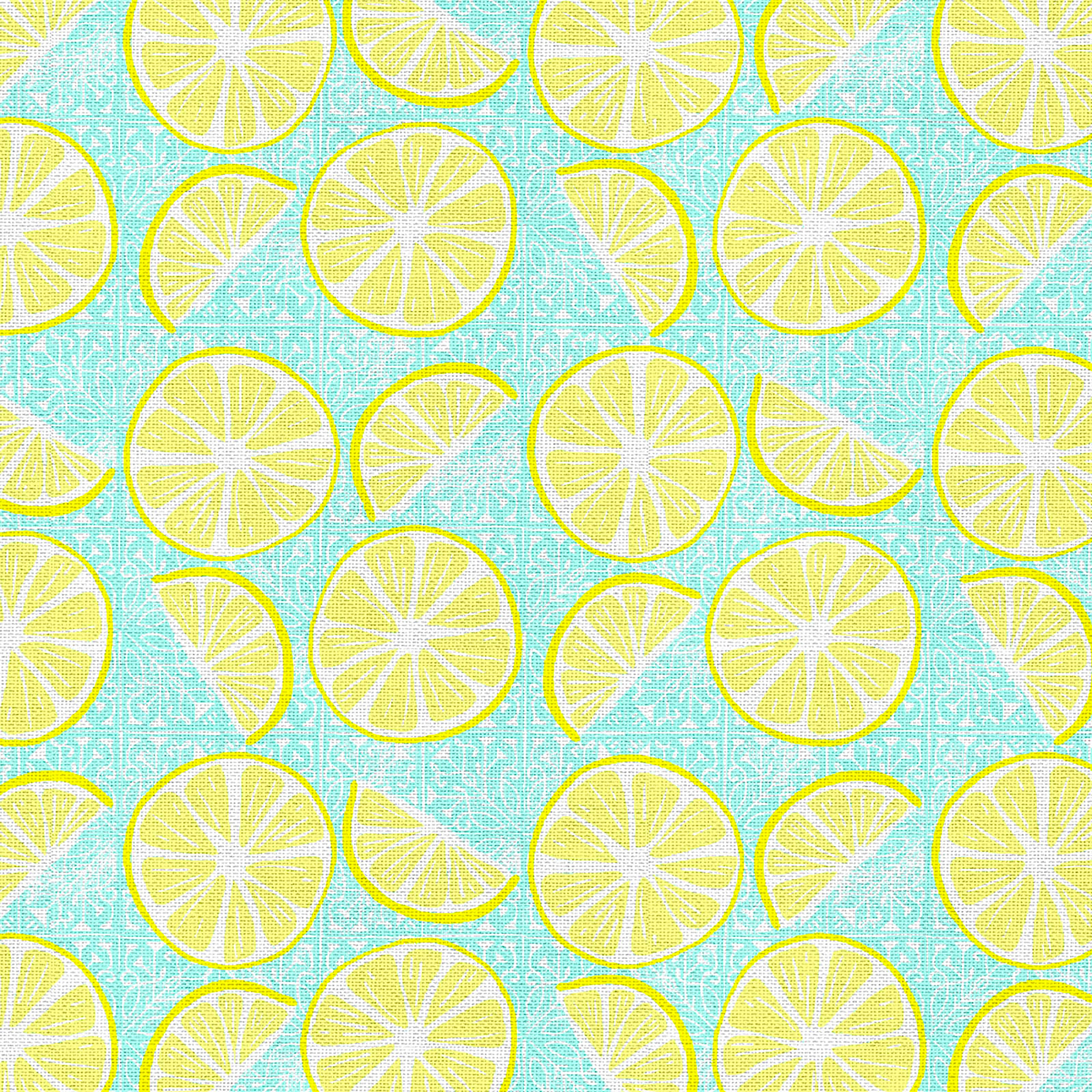 Fabric Editions Turquoise Lemon Slices Cotton Fabric