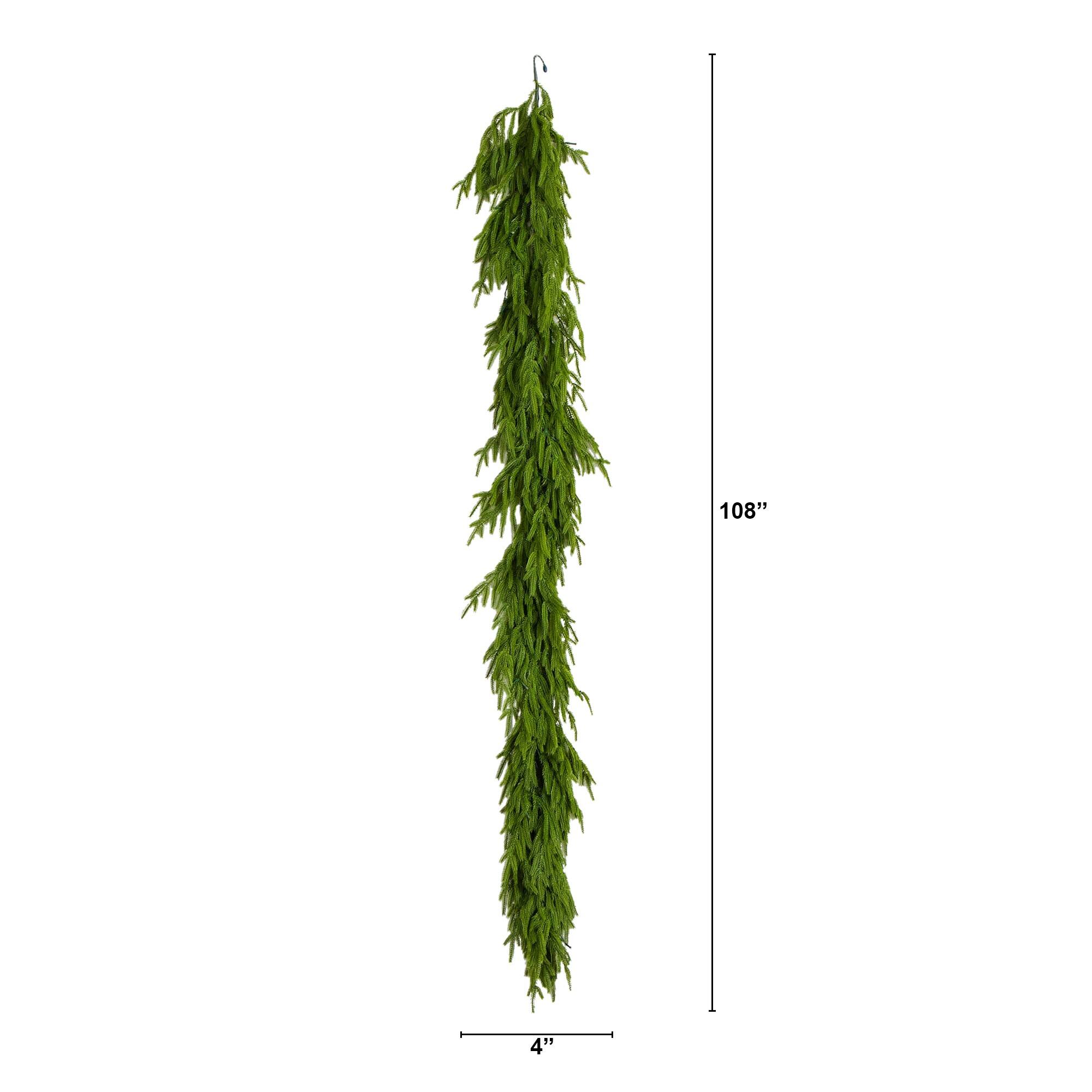 9ft. Pre-Lit Artificial Real Touch Norfolk Island Pine Garland with 50 Warm White LED Lights and Natural Look