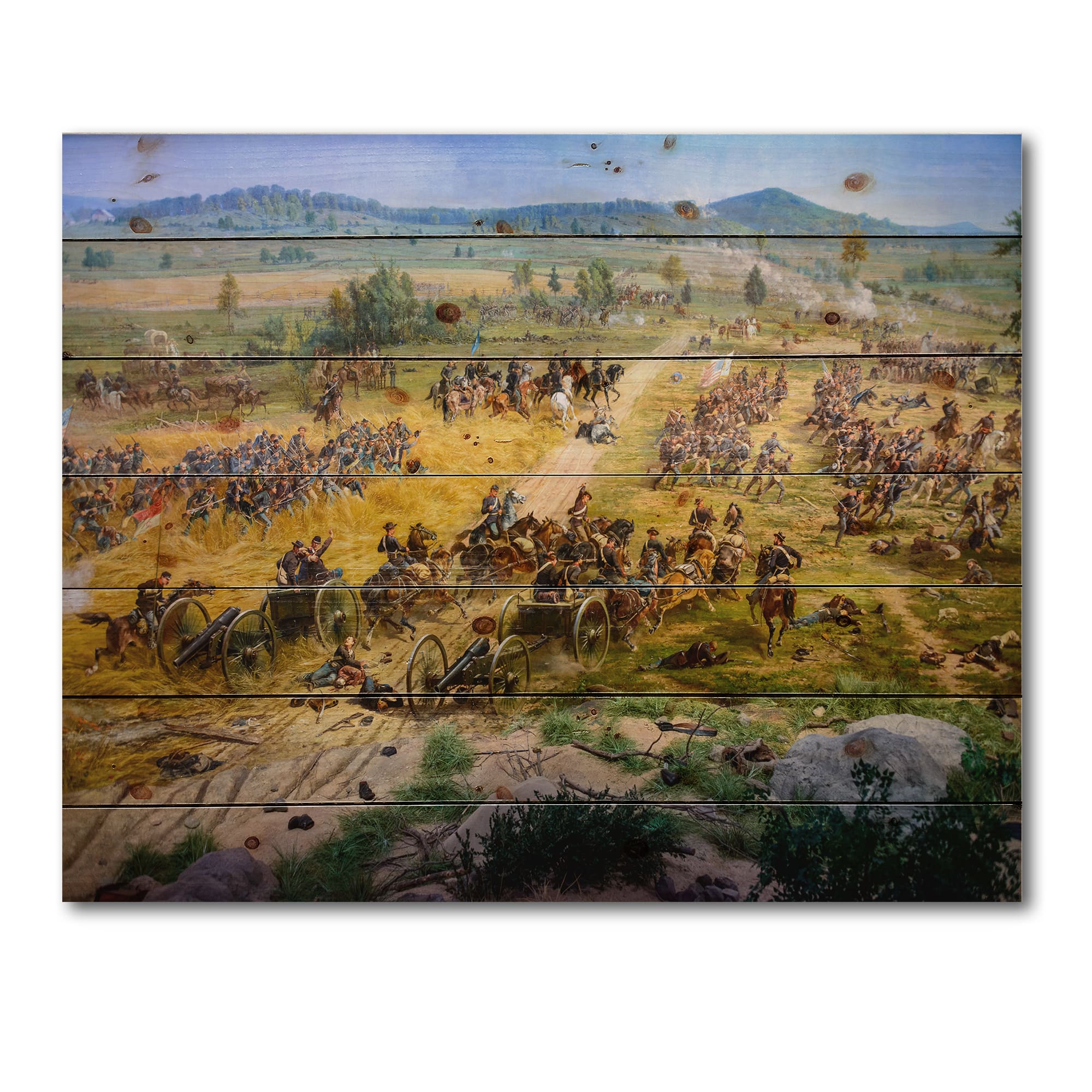 Designart - Gettysburg National Military Park - Vintage Print on Natural Pine Wood