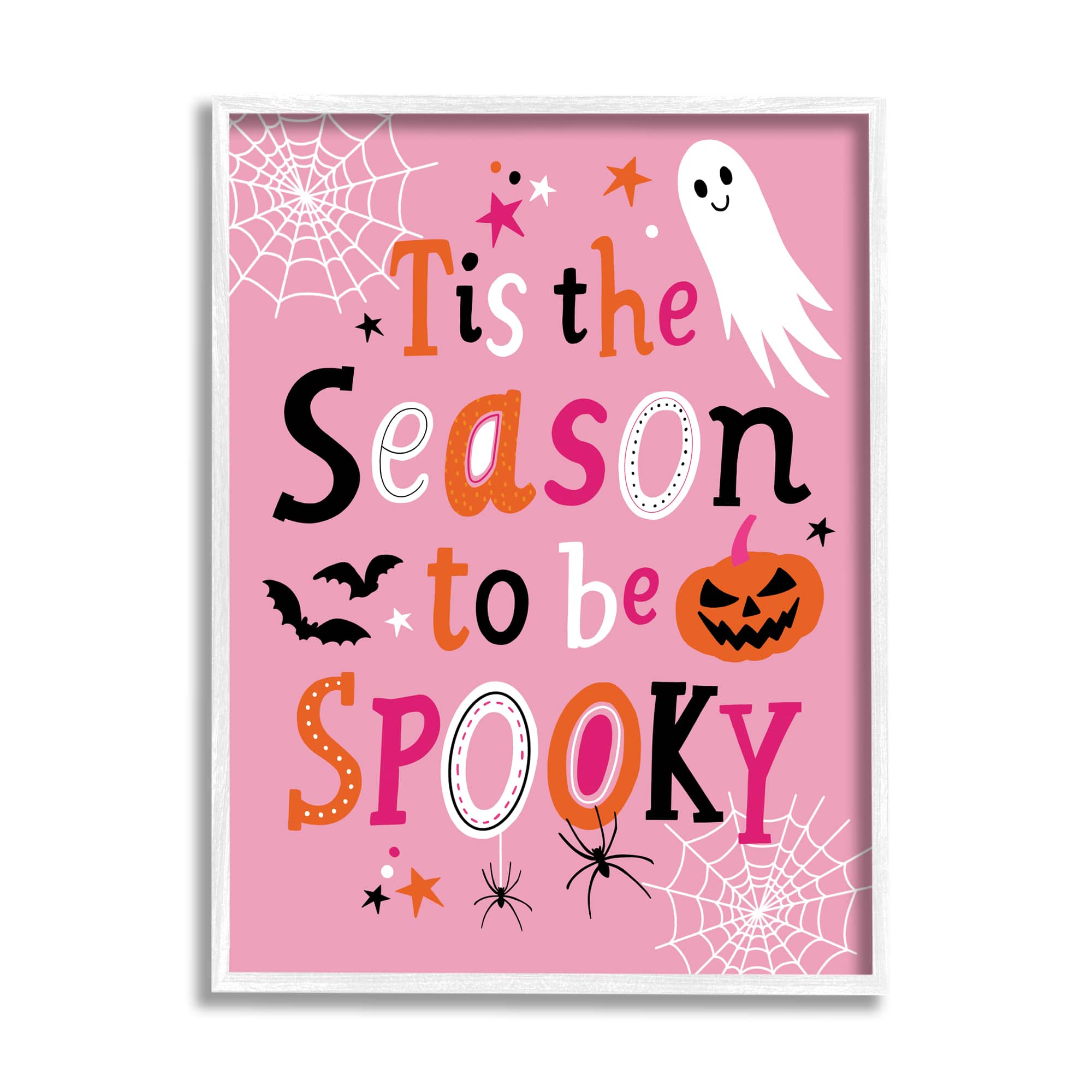 Stupell Industries Tis The Season To Be Spooky Ghost Phrase Framed Giclee Art in Pink With White Frame | 16" x 20" | Michaels&reg;