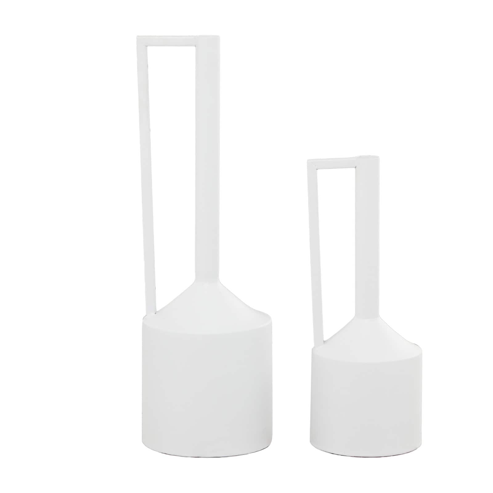 CosmoLiving by Cosmopolitan White Metal Vase with Handles Set of 2 22", 16"