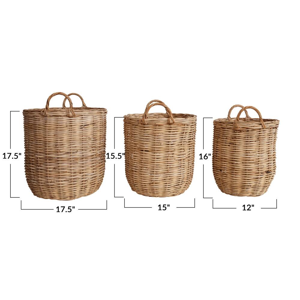 Hello Honey® Natural Woven Rattan Storage Basket Set