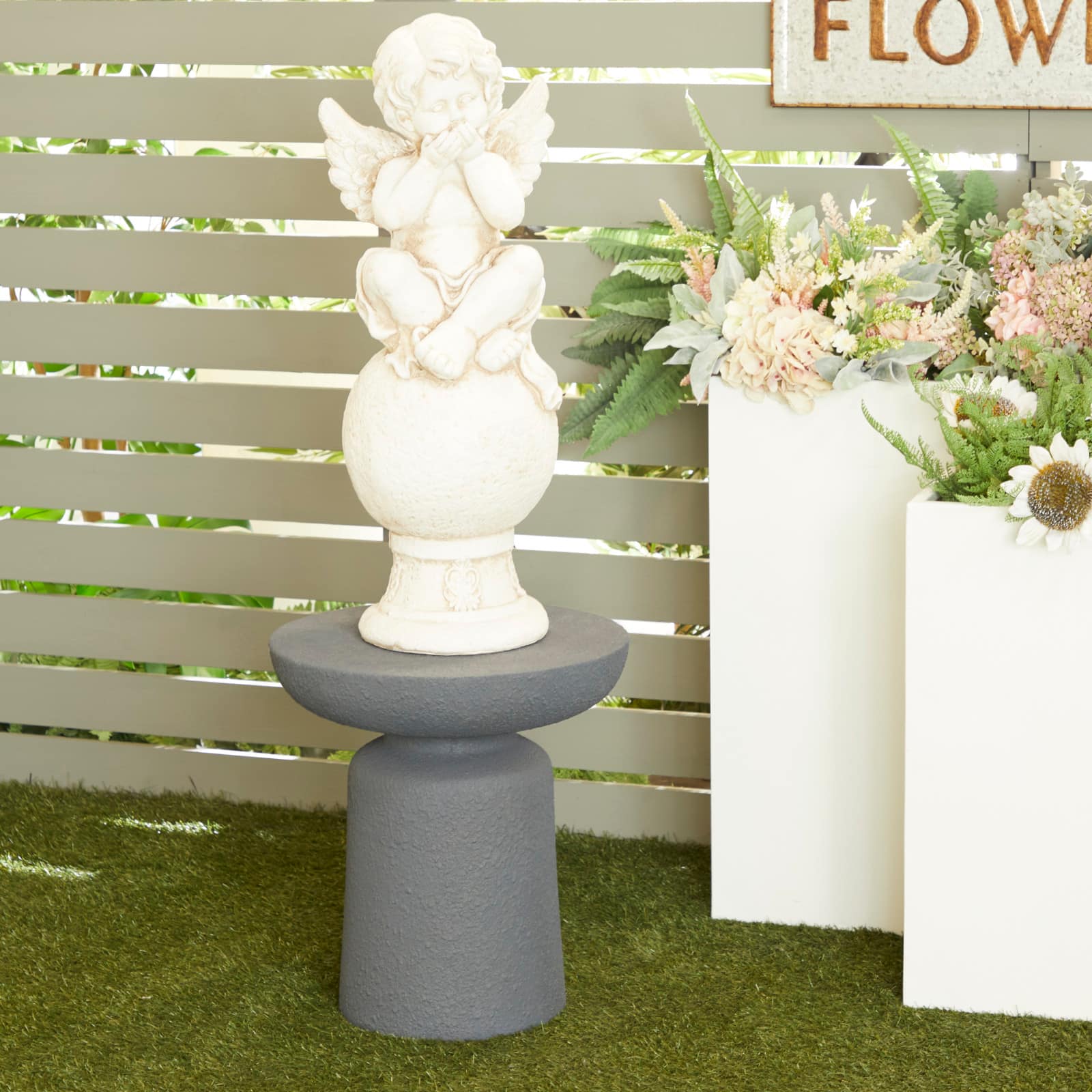 Blue Contemporary Garden Stool, 17" x 17" x 18"