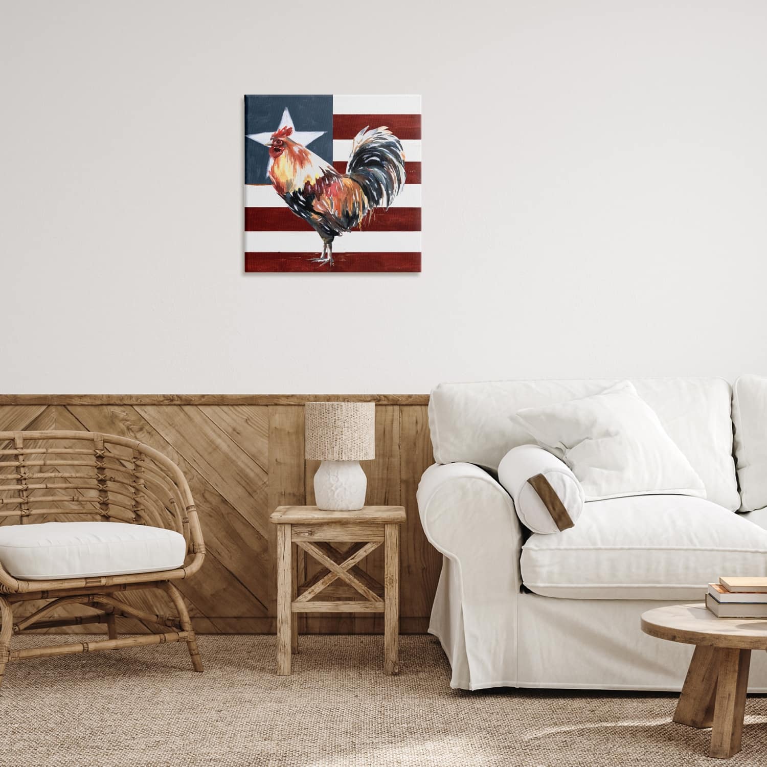 Stupell Industries Americana Rooster Single Star United States Flag Canvas Wall Art