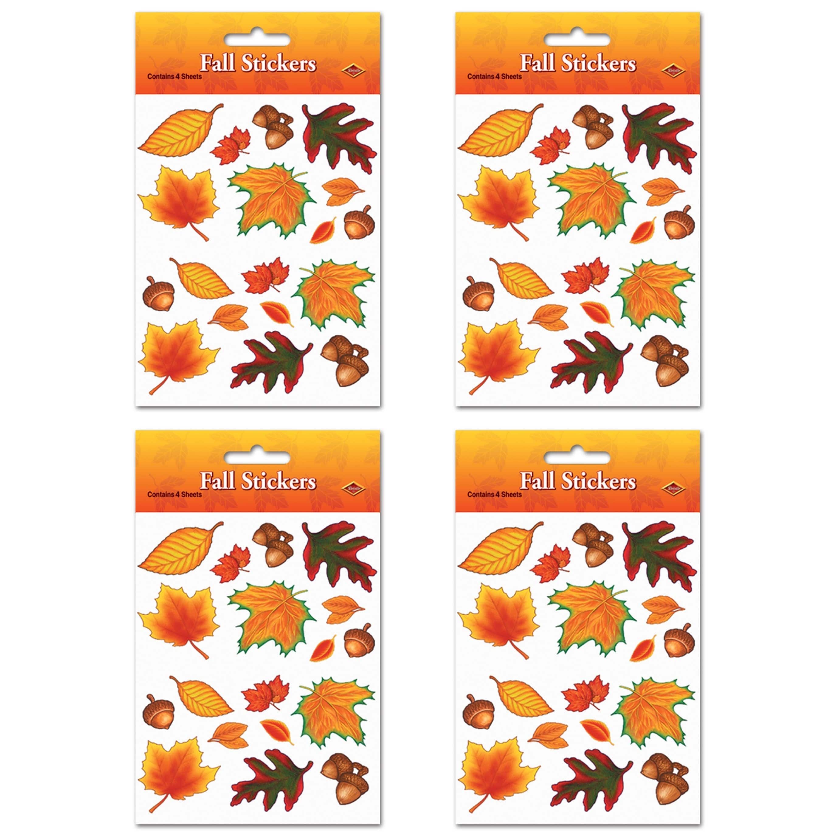 Beistle Fall Leaf Stickers Sheets, 16ct.