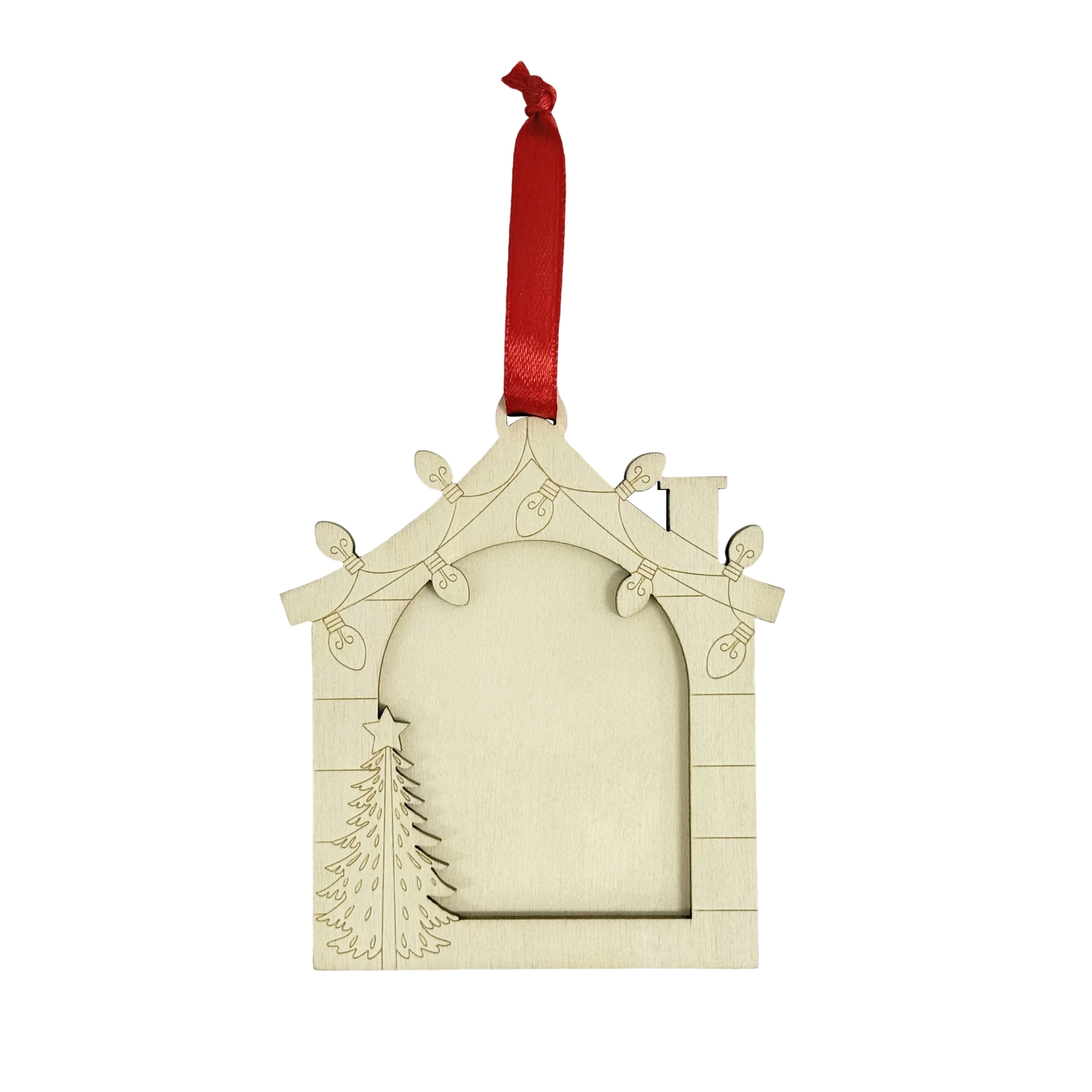 4" DIY Plywood Holiday House Ornament with Removeable Back by Make Market®