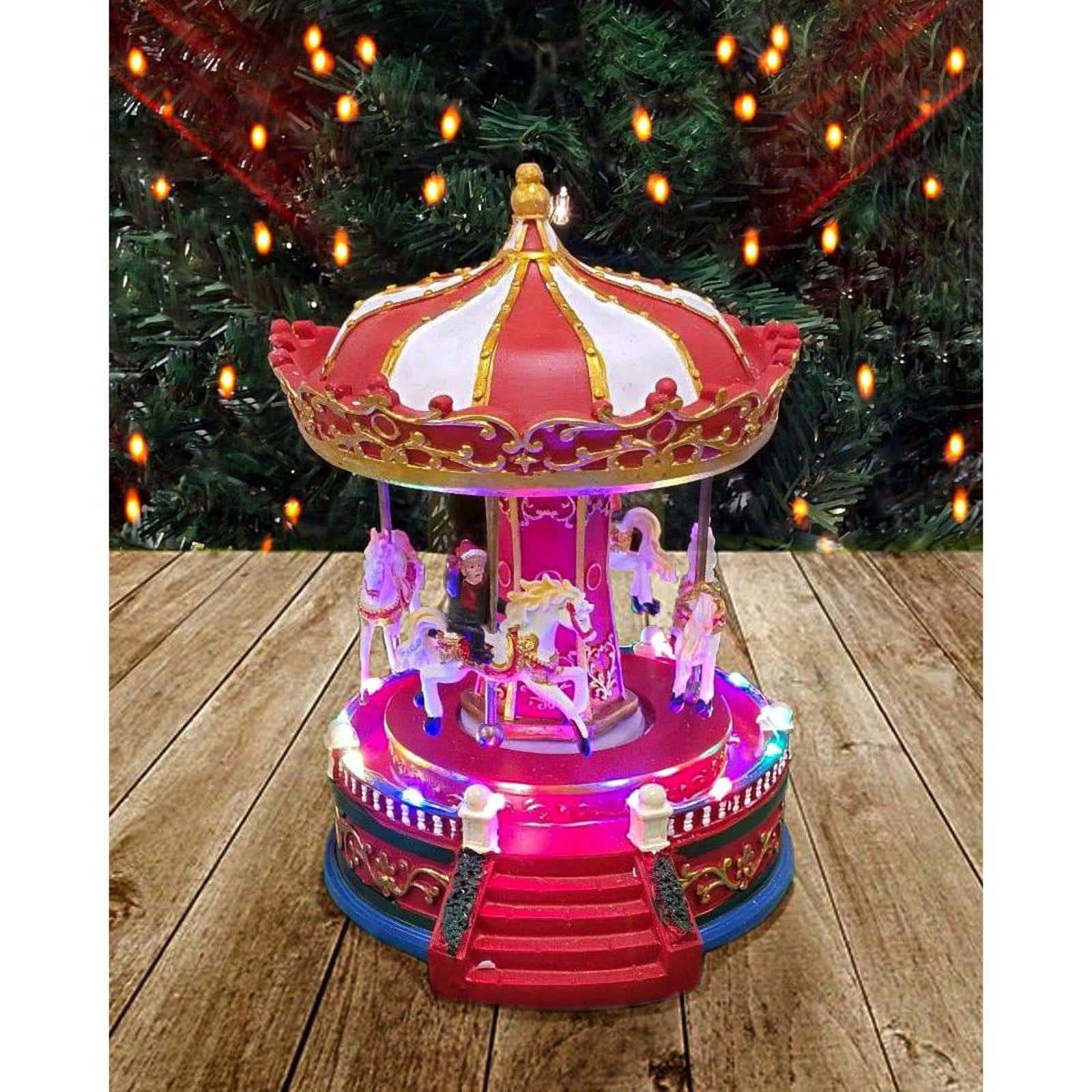 20" Christmas Village Carousel with LED Lights