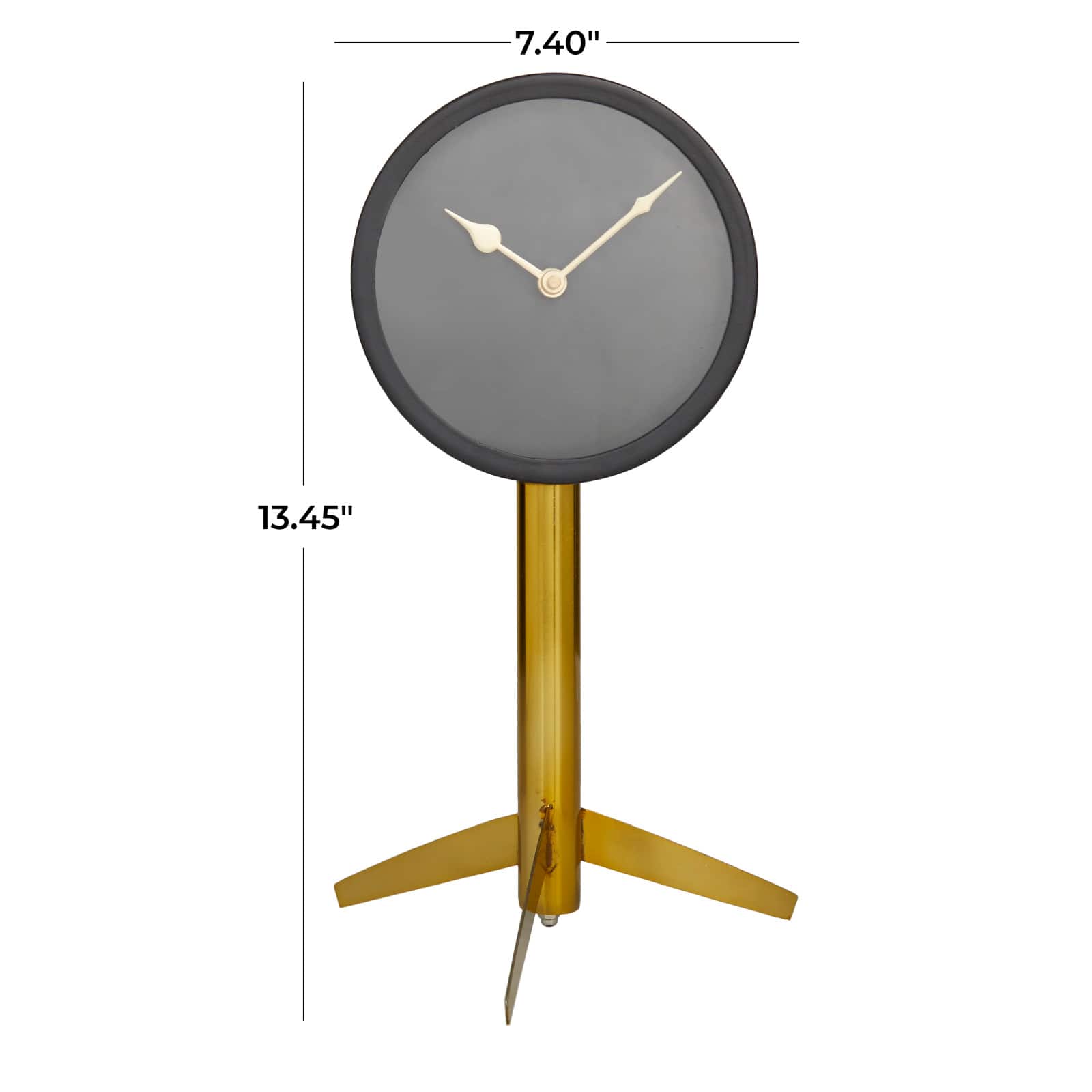 13" Black Stainless Steel Clock with Gold Stand