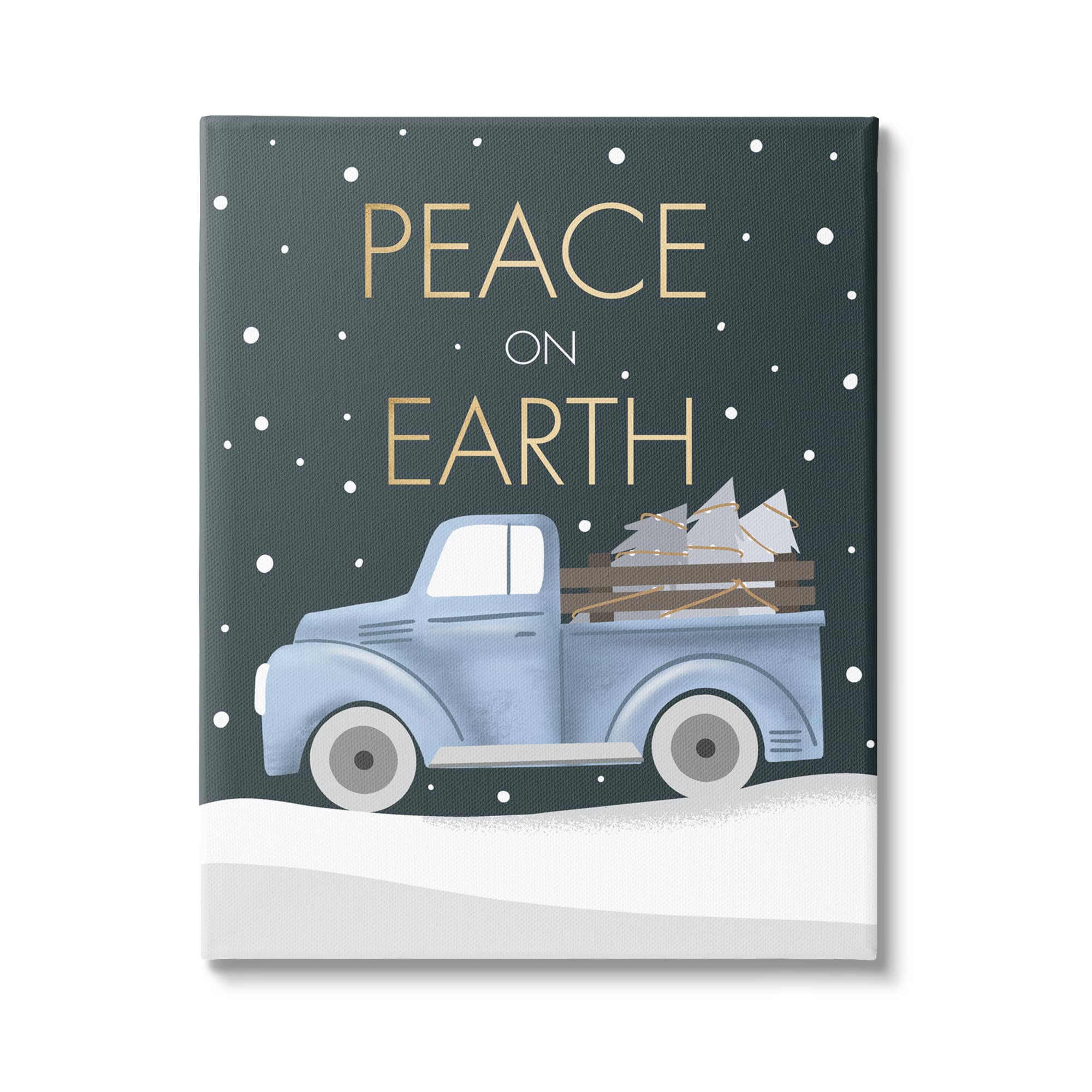 Stupell Industries Peace On Earth Snowy Truck Canvas Wall Art