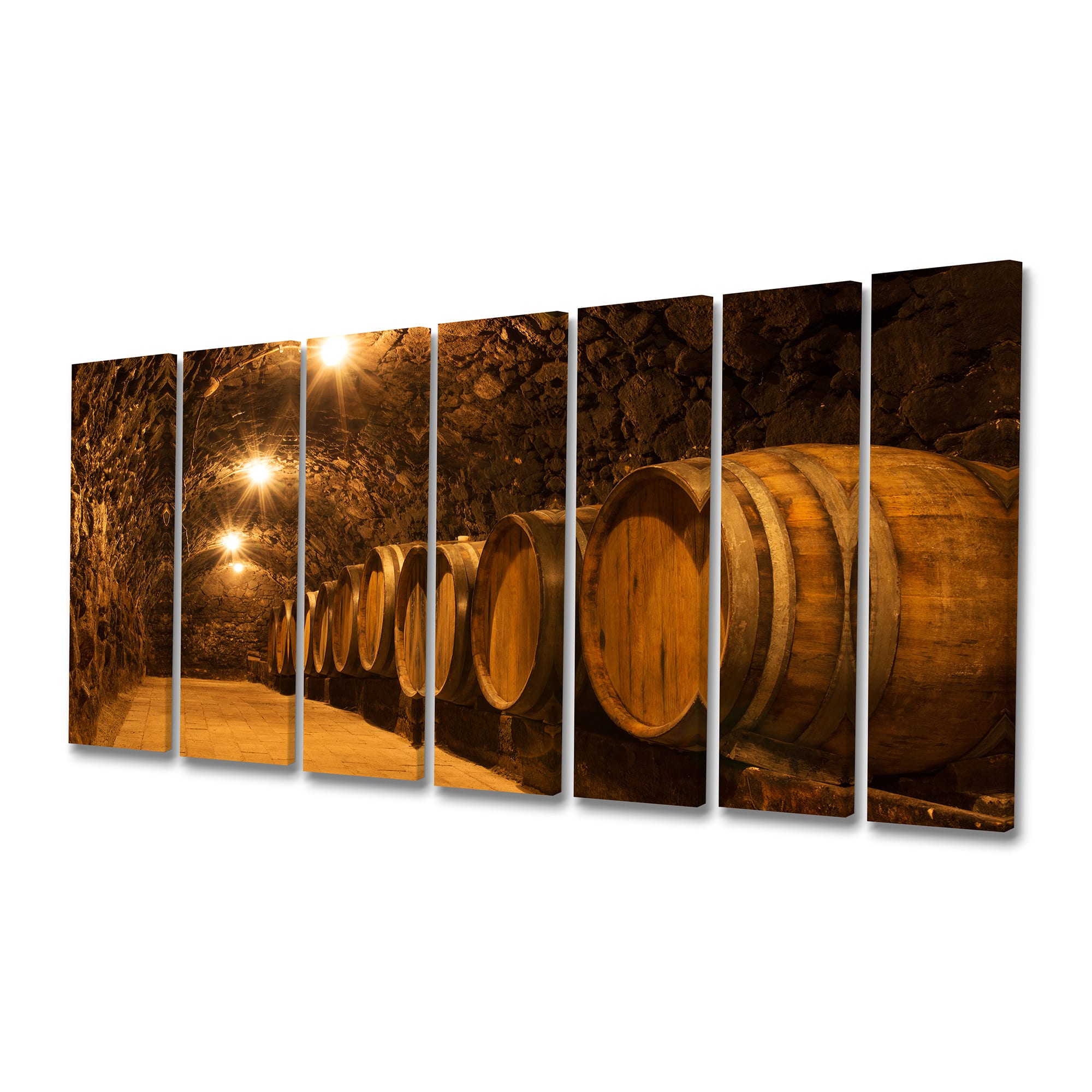 Designart - Oak Barrels in the Tunnel - Landscape Canvas Art Print
