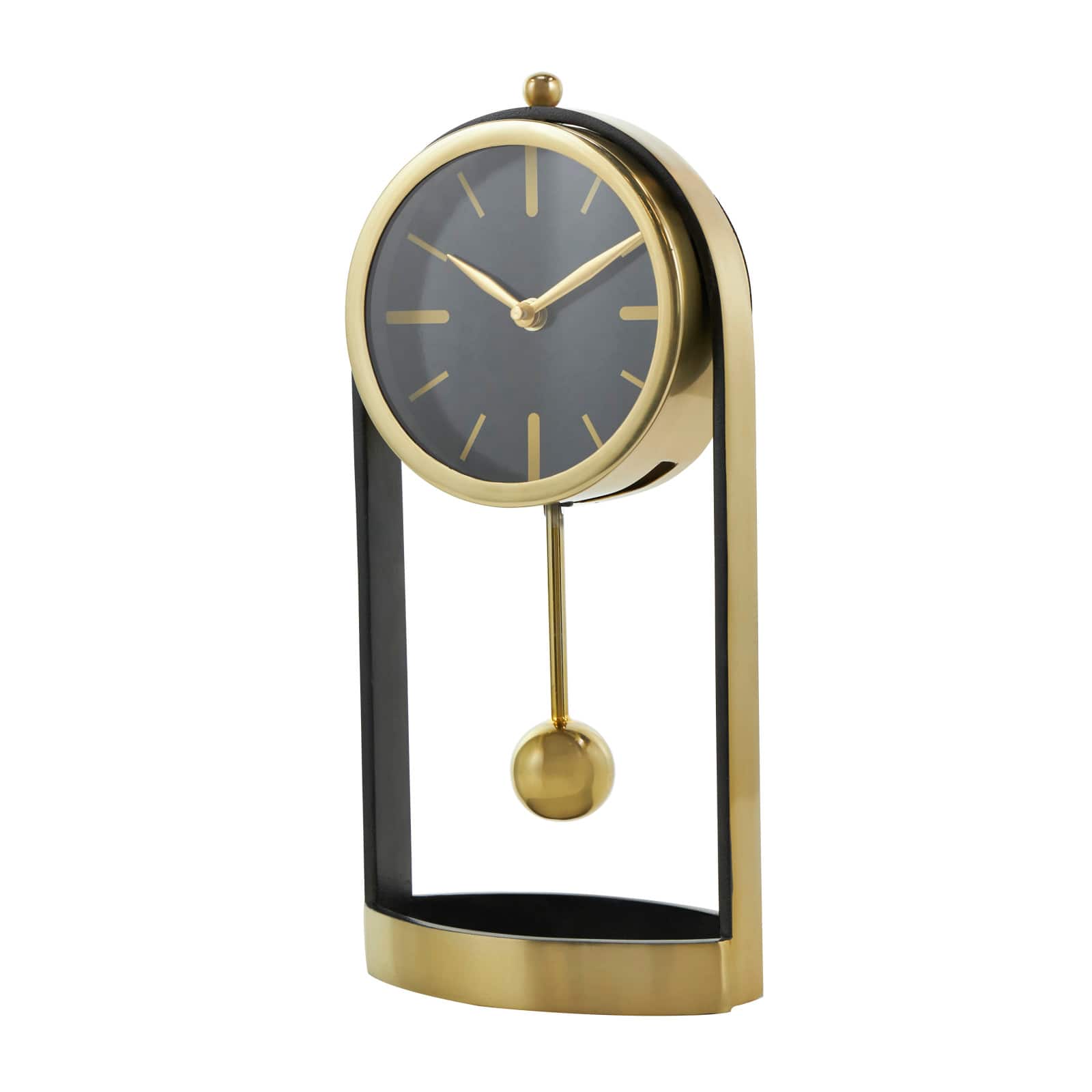 13" Gold Aluminum Tall Clock with Swinging Ball Pendulum