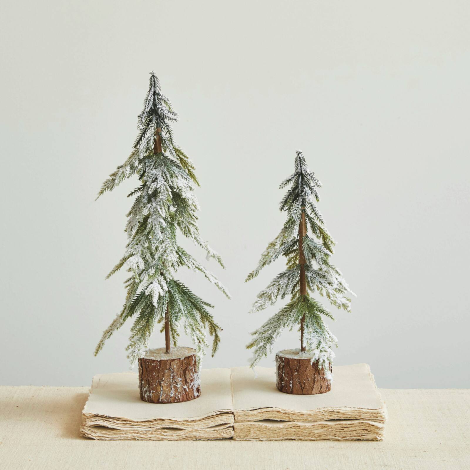 Hello Honey Snow Finish Faux Fir Tree with Wood Base
