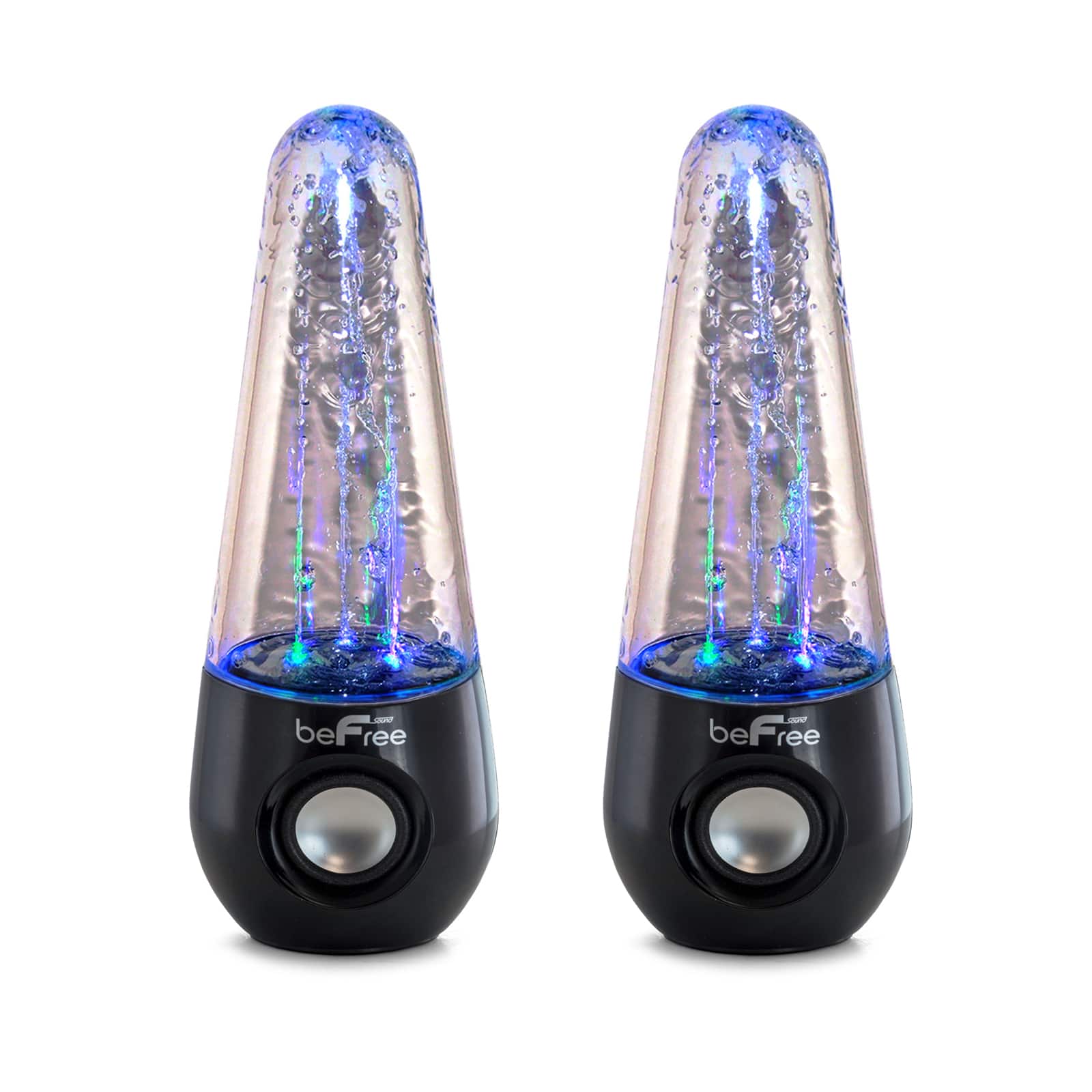 beFree Sound Black Bluetooth LED Dancing Water Multimedia Speakers