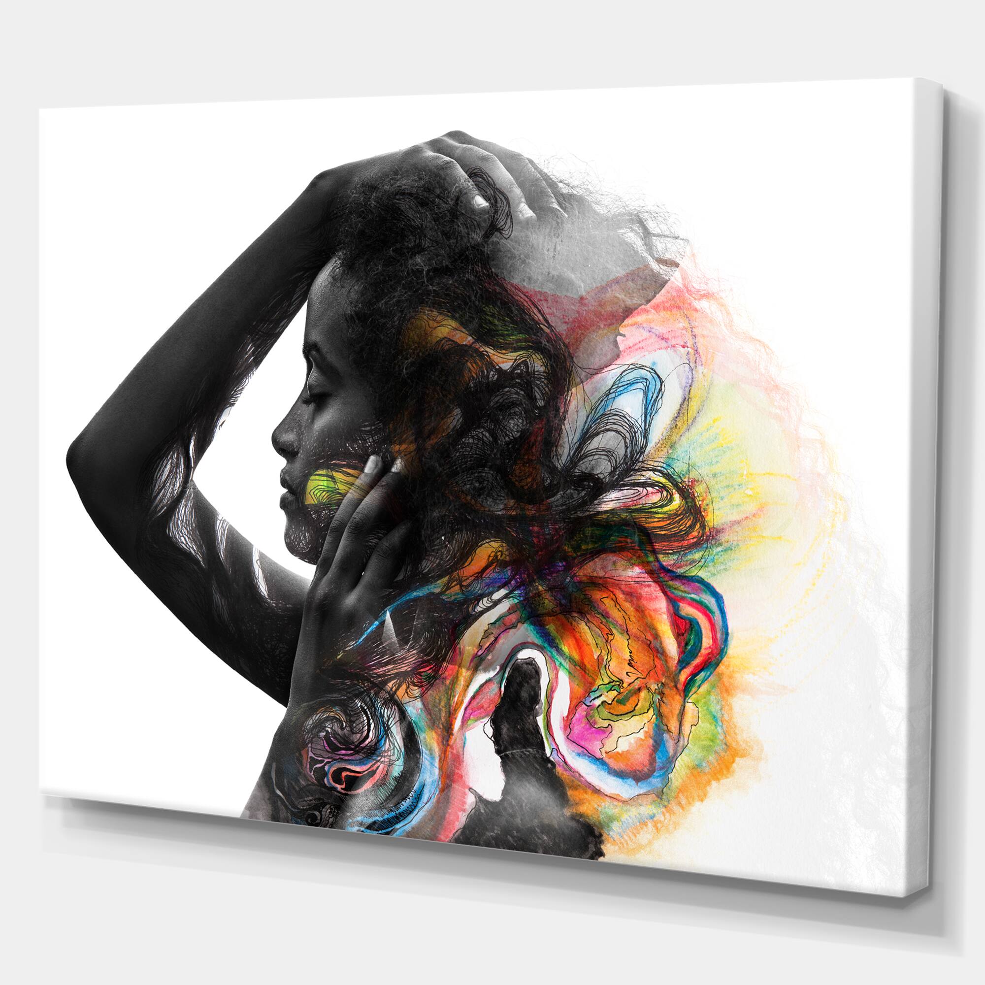 Designart - Beautiful Woman Portrait - Glamour Painting Print on Wrapped Canvas