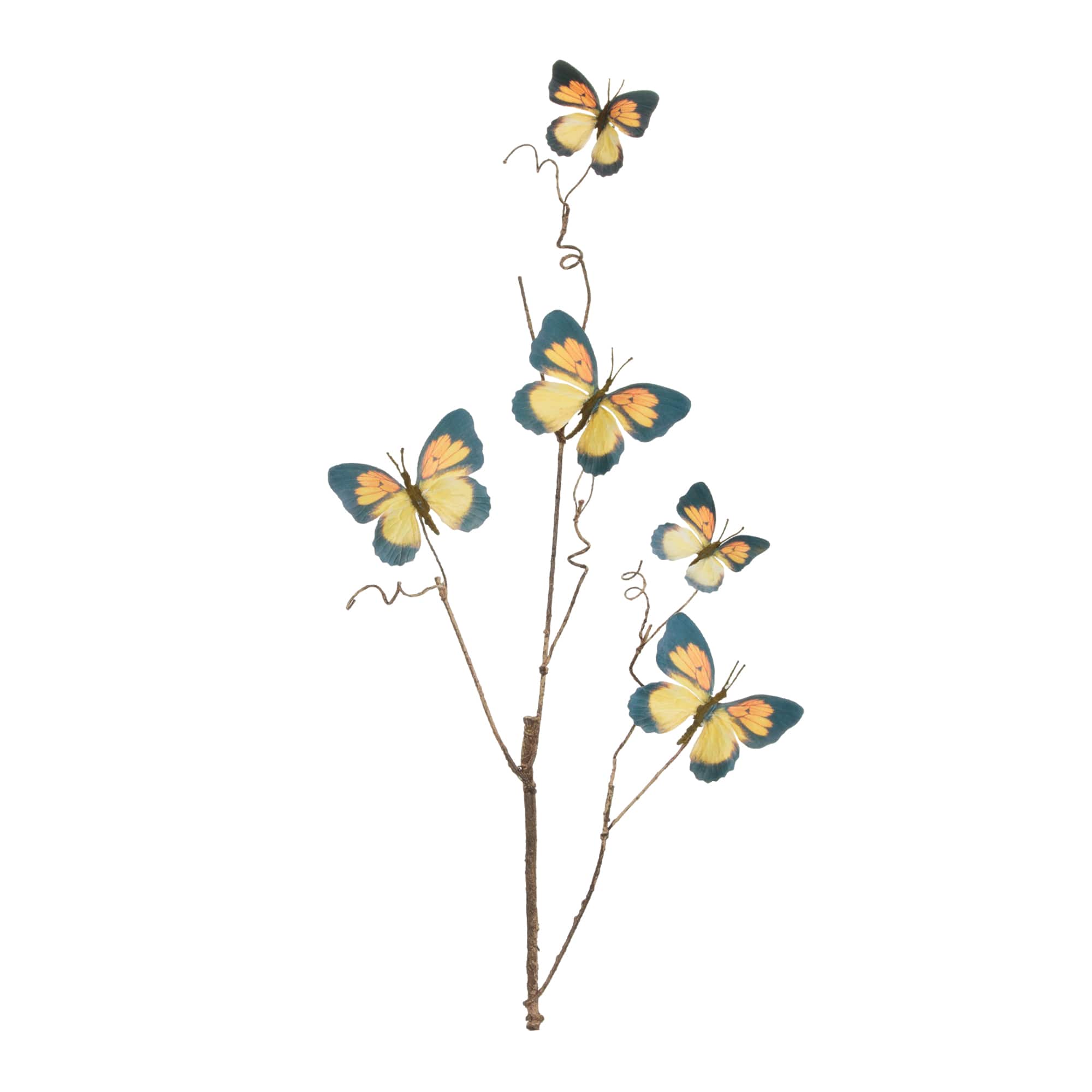 28" Blue & Yellow Hues Butterfly Twig Sprays, 4ct.