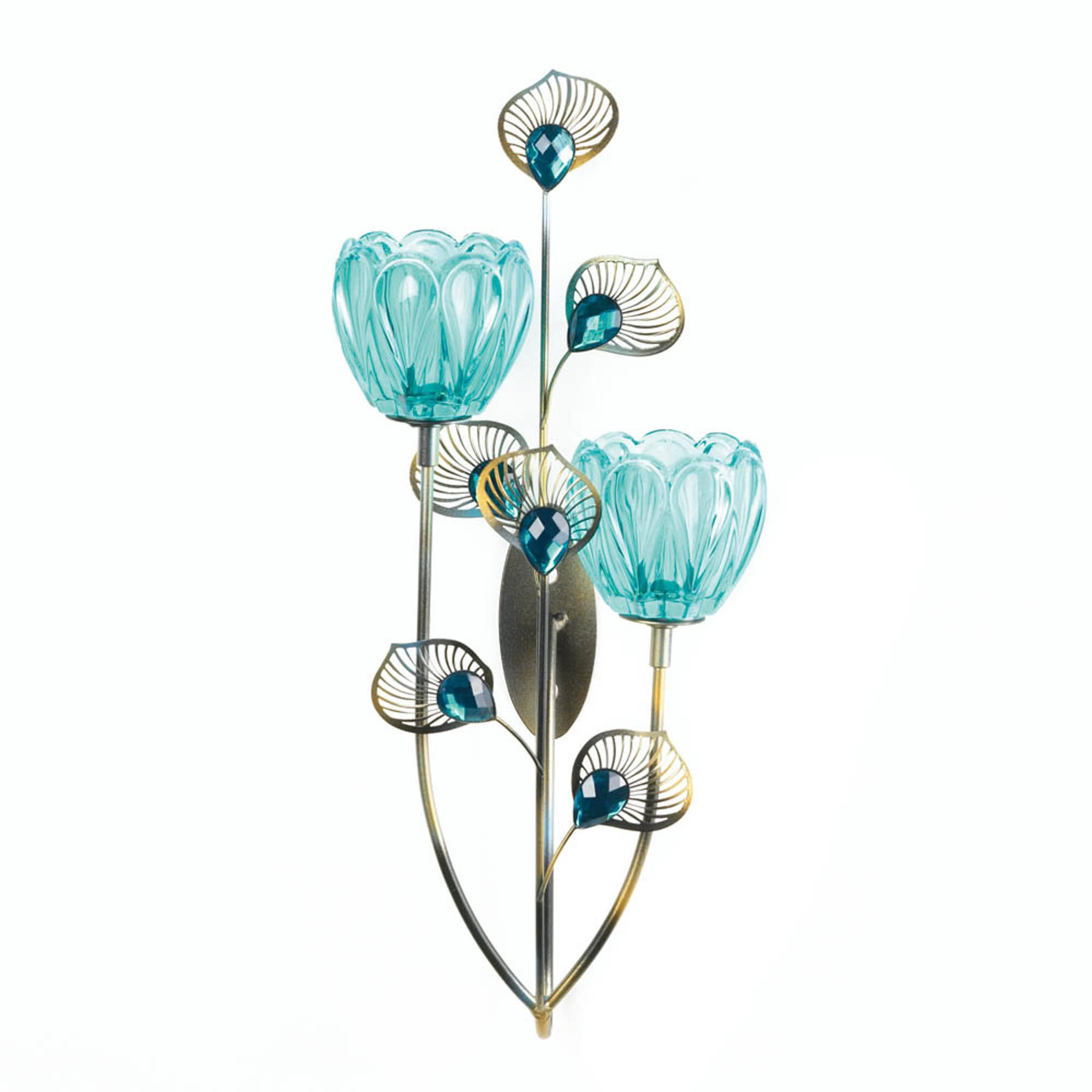 14'' Peacock Blossom Candle Wall Sconce