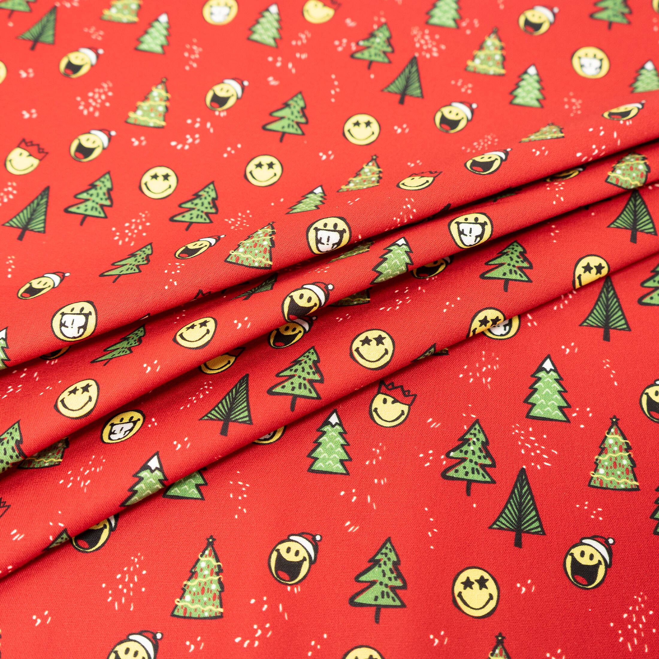 Stitch & Sparkle Smiley World Happy Christmas Cotton Fabric