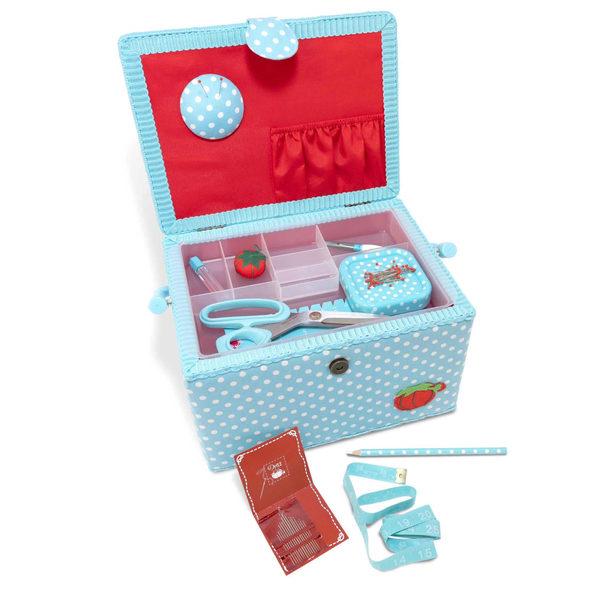 Dritz® Aqua Dots Large Sewing Basket Kit