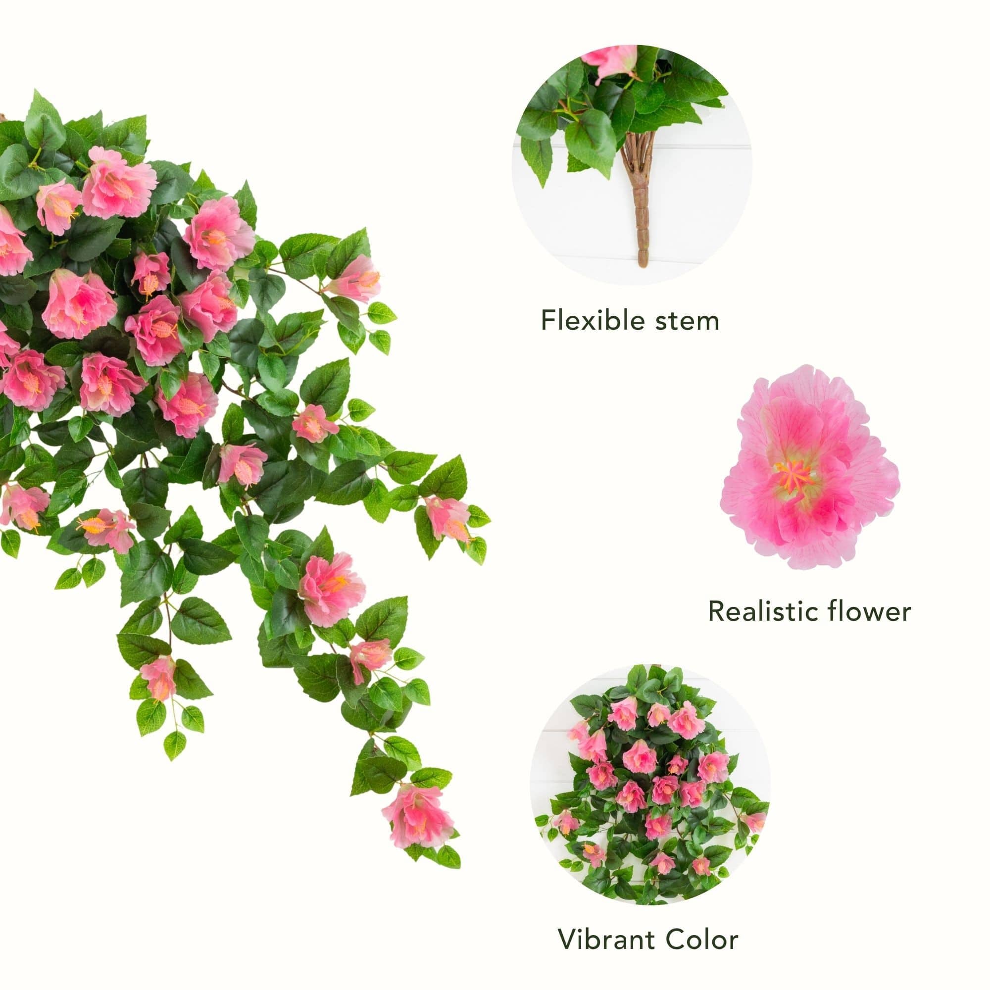 41" UV Resistant Artificial Hibiscus Hanging Plants