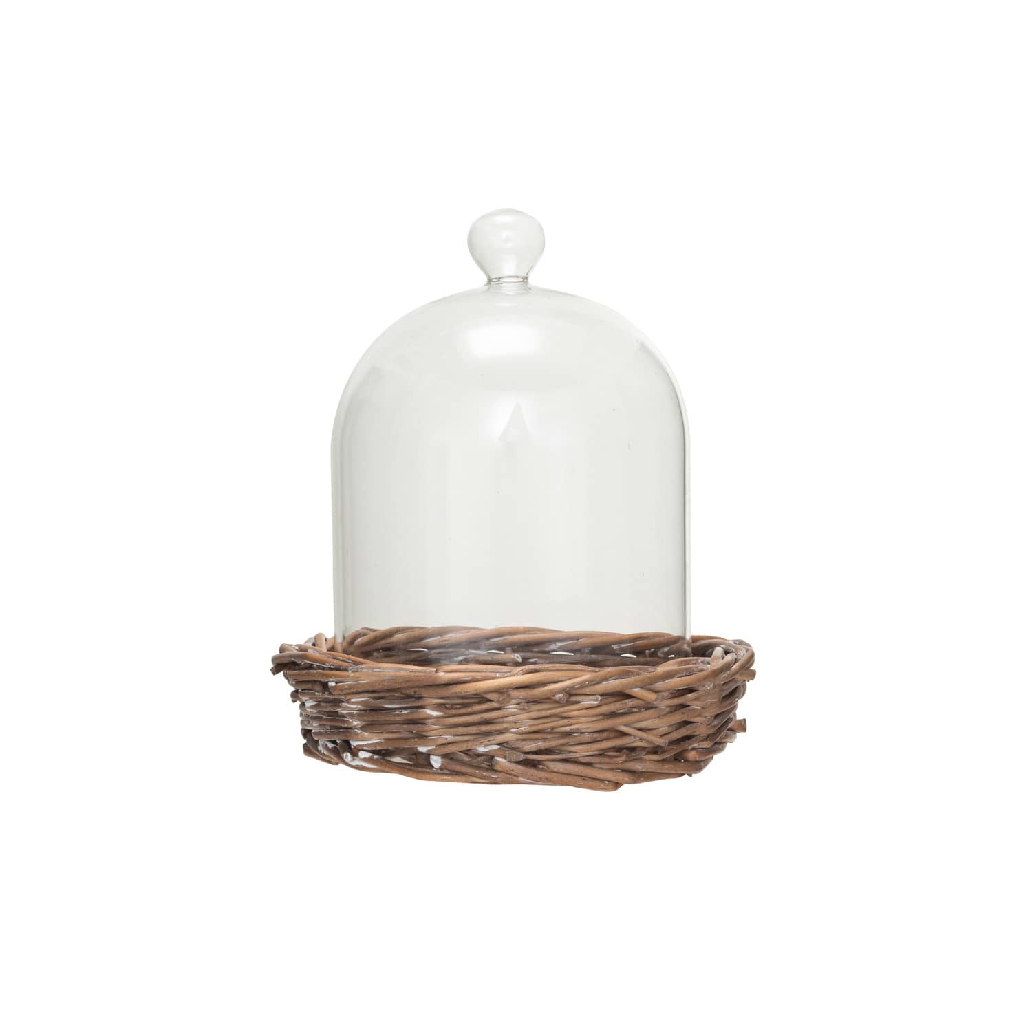 Hello Honey® 6" Round Clear Glass Cloche with Woven Willow Base