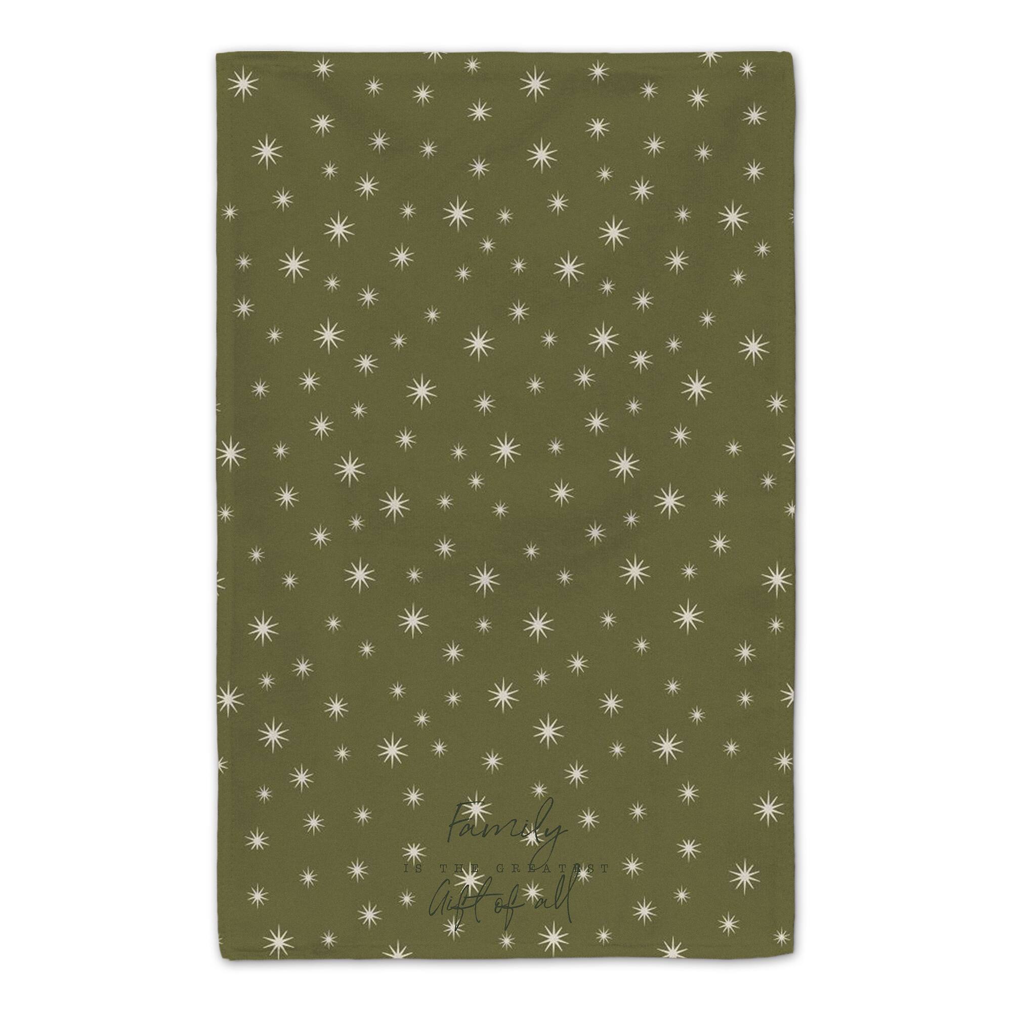 Family Greatest Gift Green Twinkle Tea Towel - Set of 2