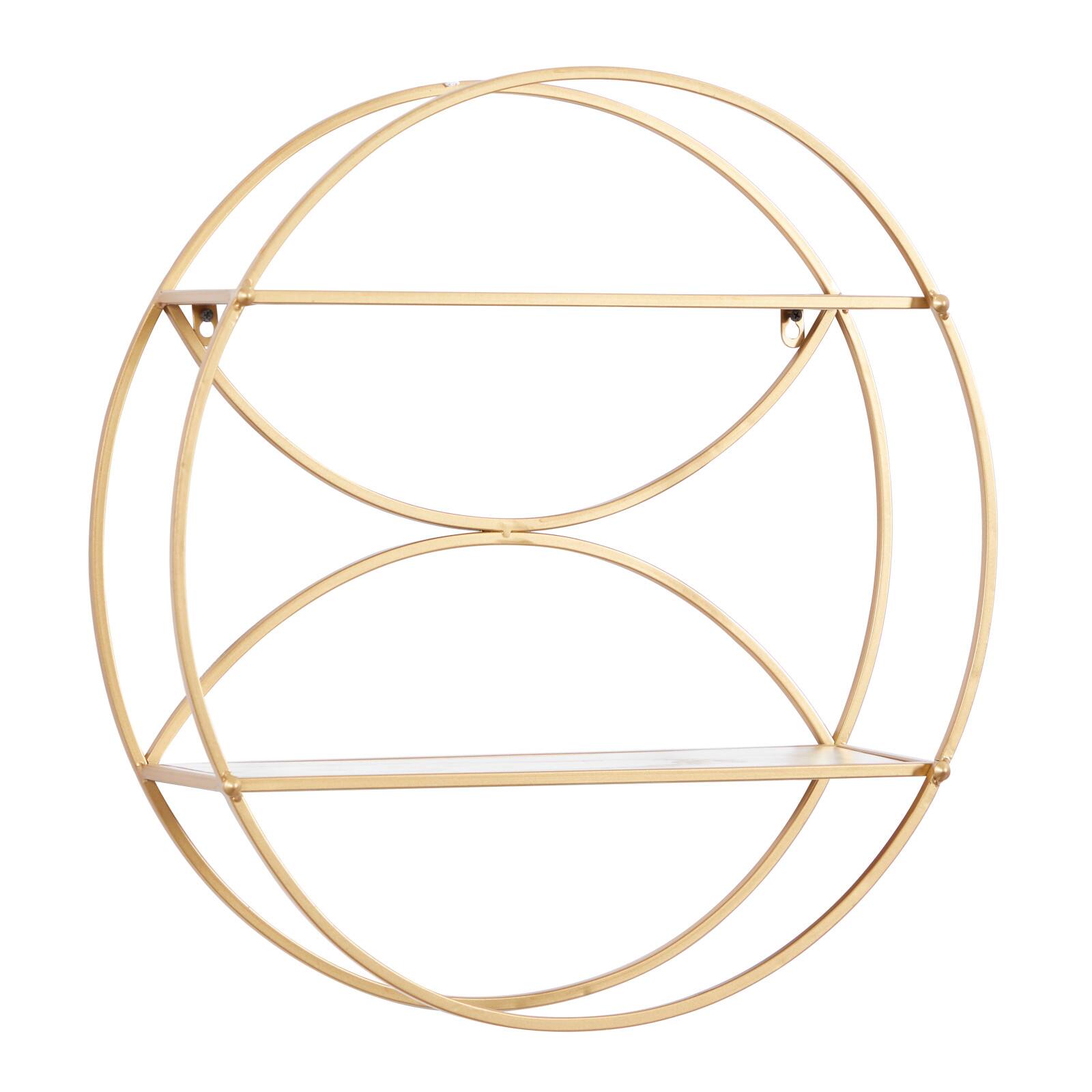 CosmoLiving by Cosmopolitan Gold Metal Contemporary Wall Shelf, 22" x 22" x 7"