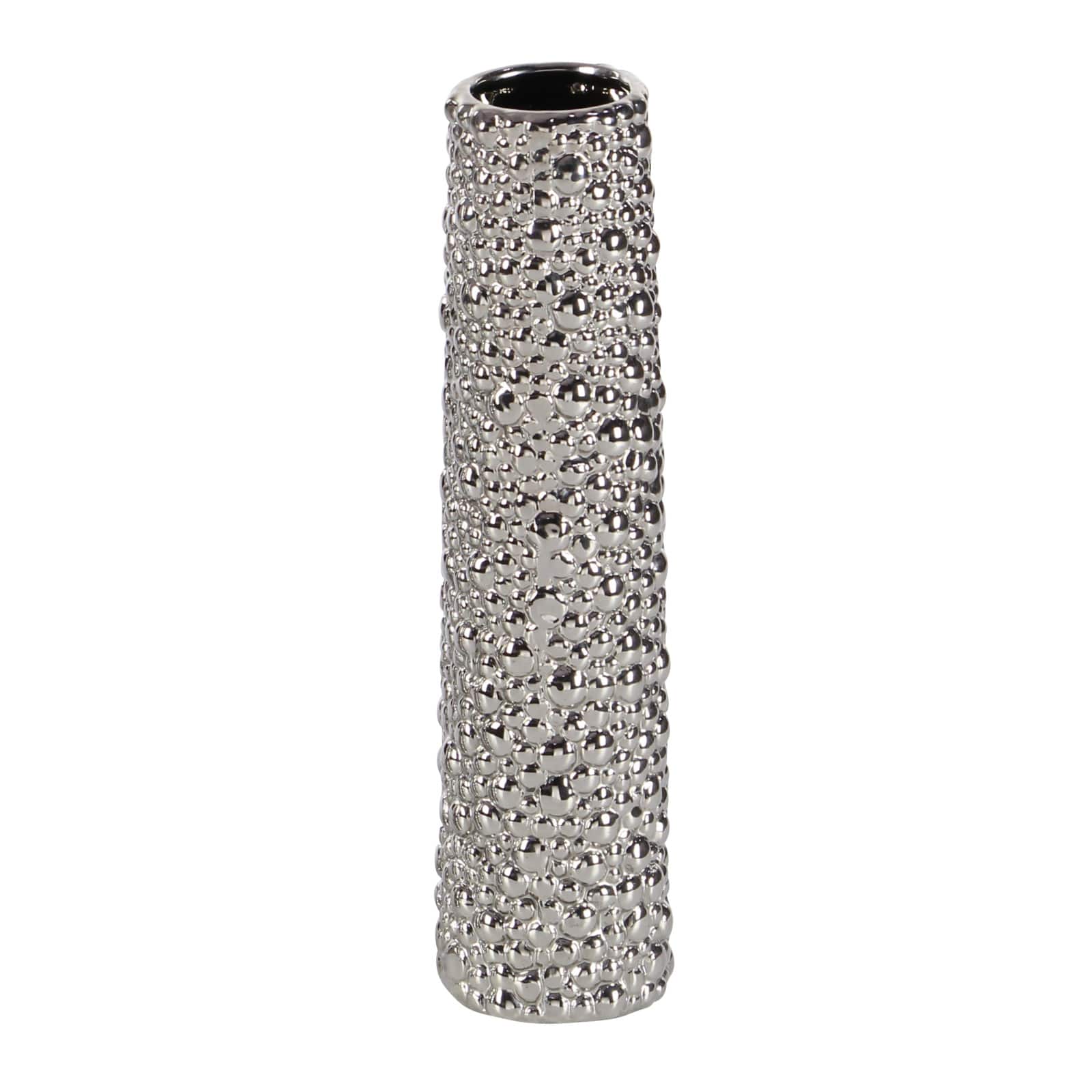12" Silver Ceramic Abstract Glam Vase Set