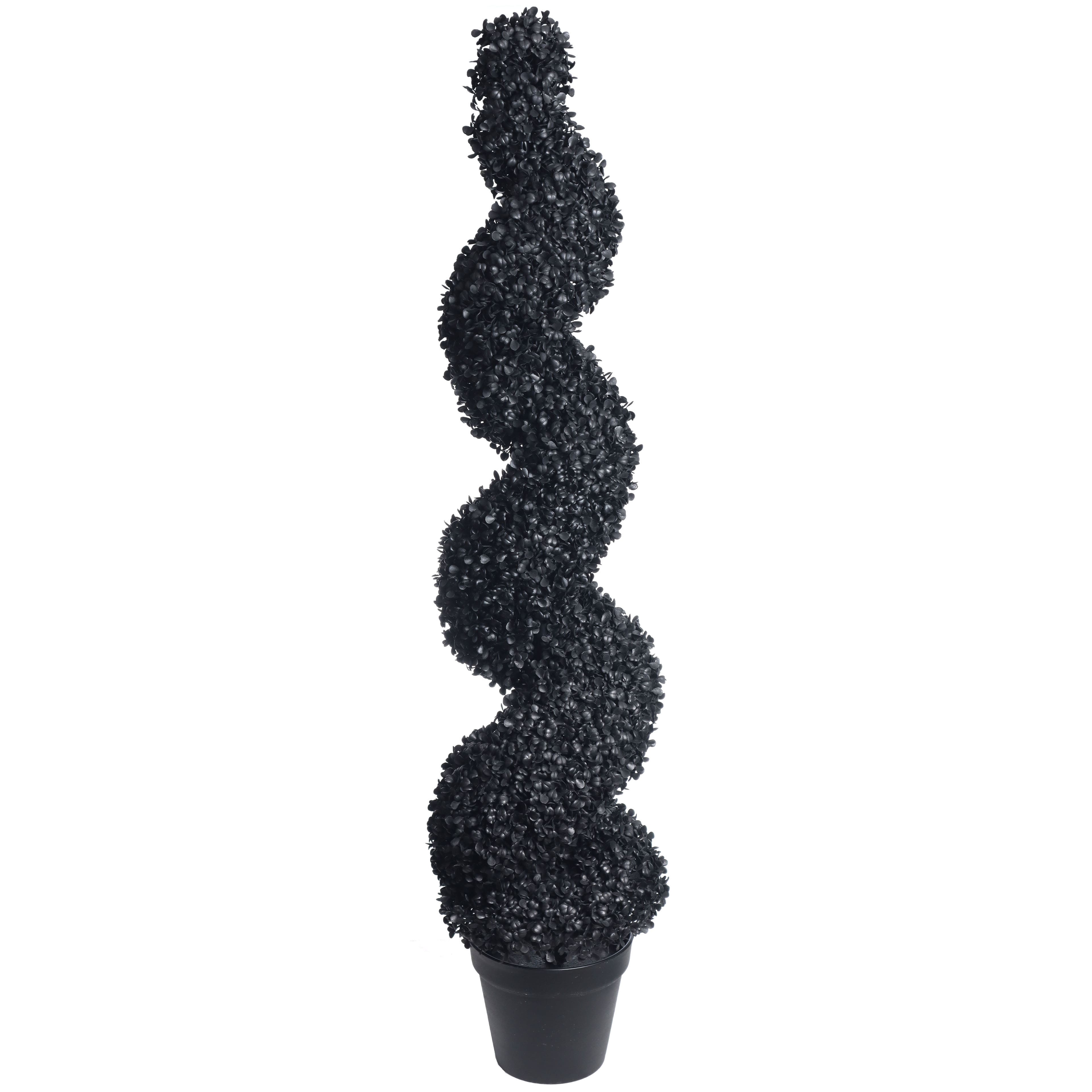 Black Boxwood Spiral UV Resistant Topiary by Ashland