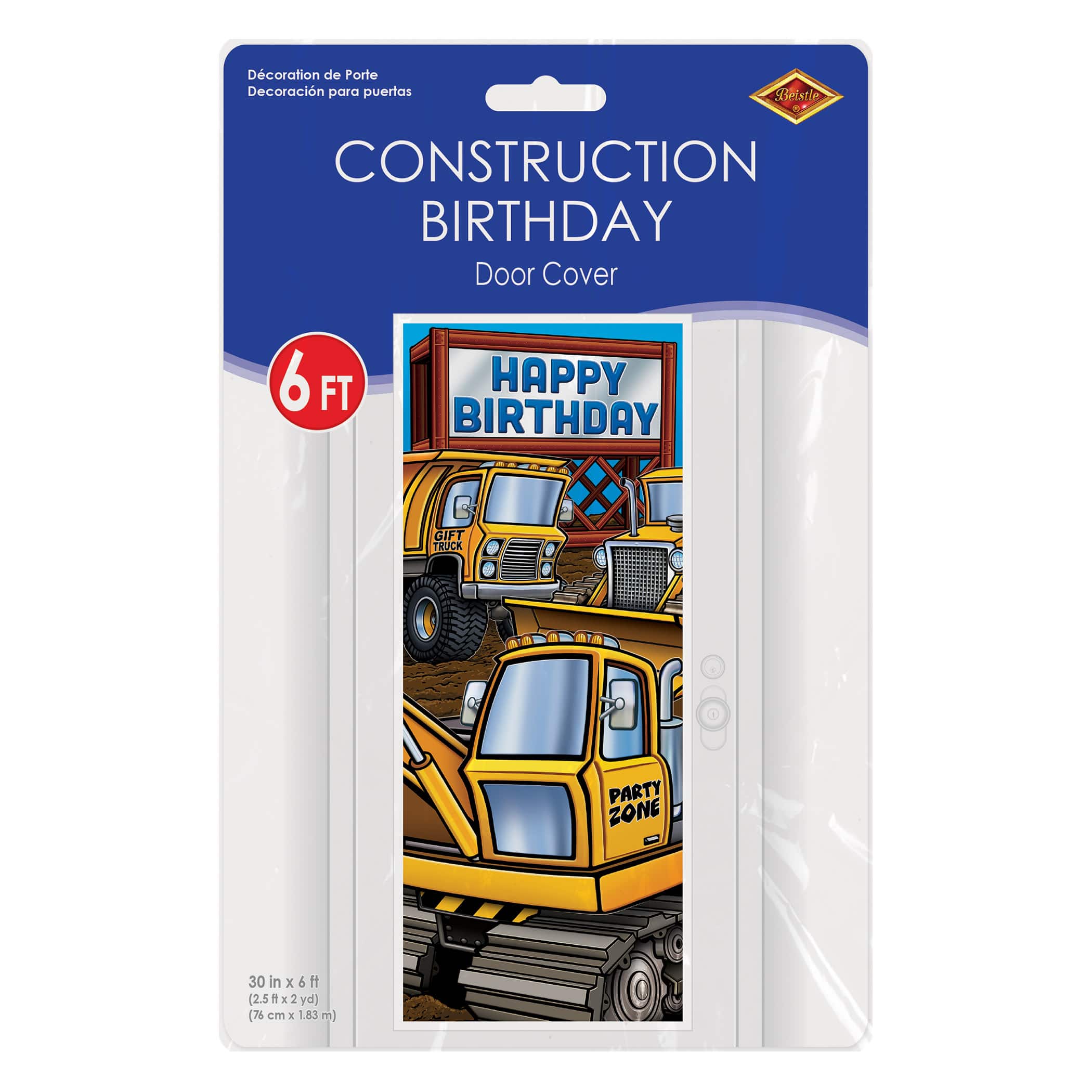 Beistle 30" x 6ft. Construction Birthday Door Cover, 2ct.