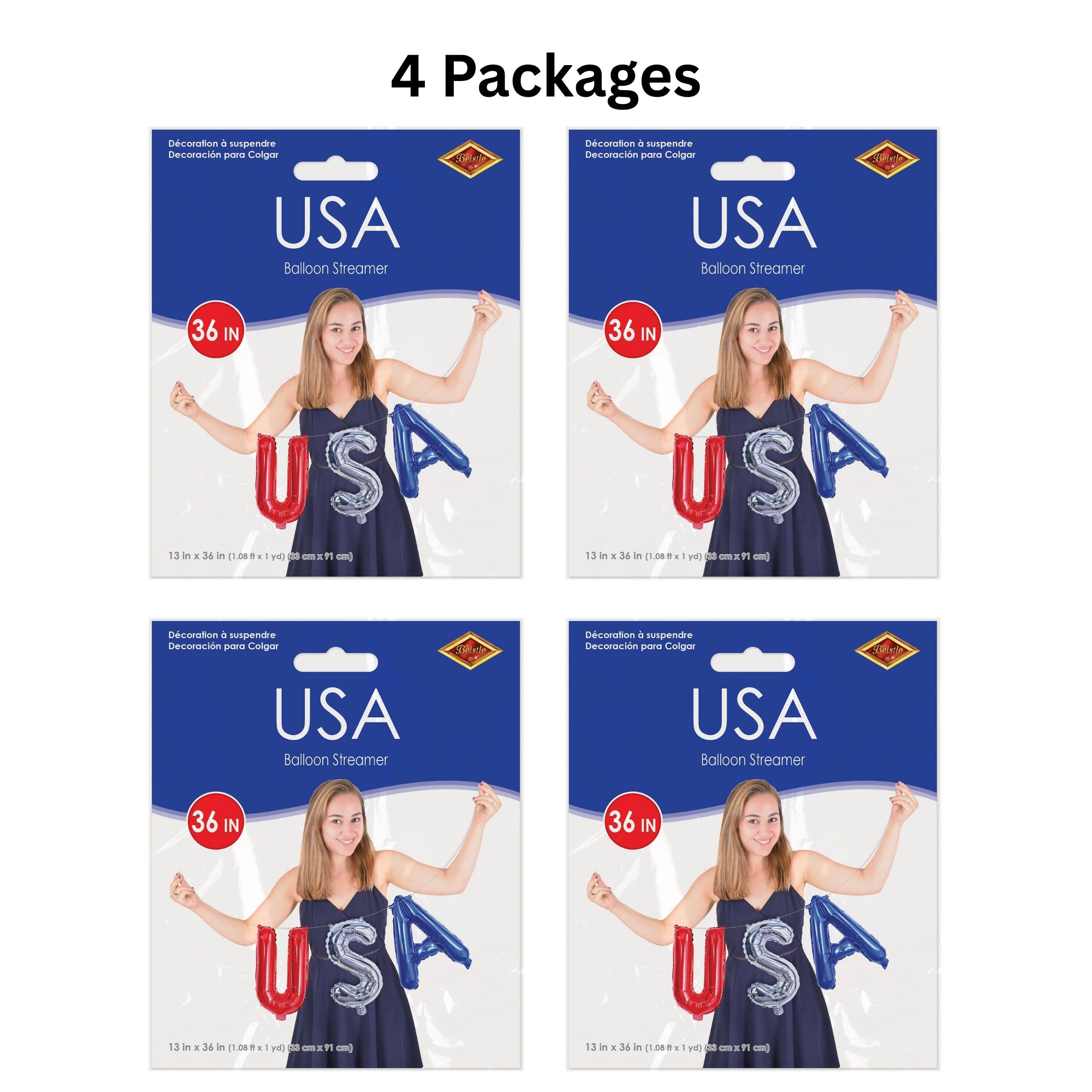 Beistle 36" USA Balloon Streamers, 4ct.