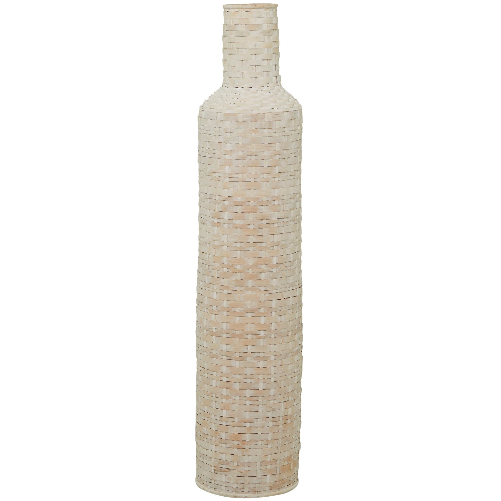 White Bamboo Tall Woven Floor Vase 9" x 9" x 39"
