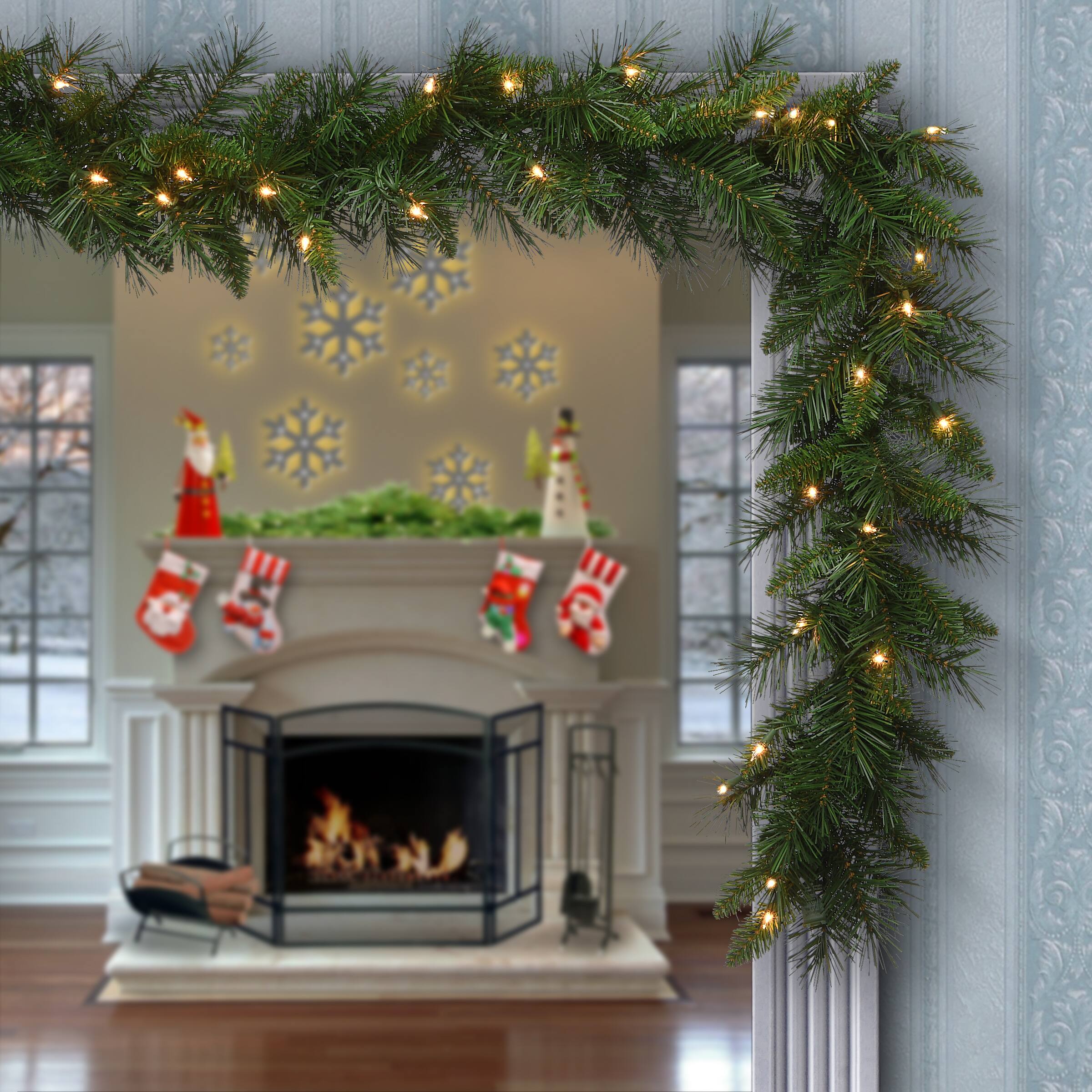 9ft. Pre-Lit Winchester Pine Garland, Clear Lights