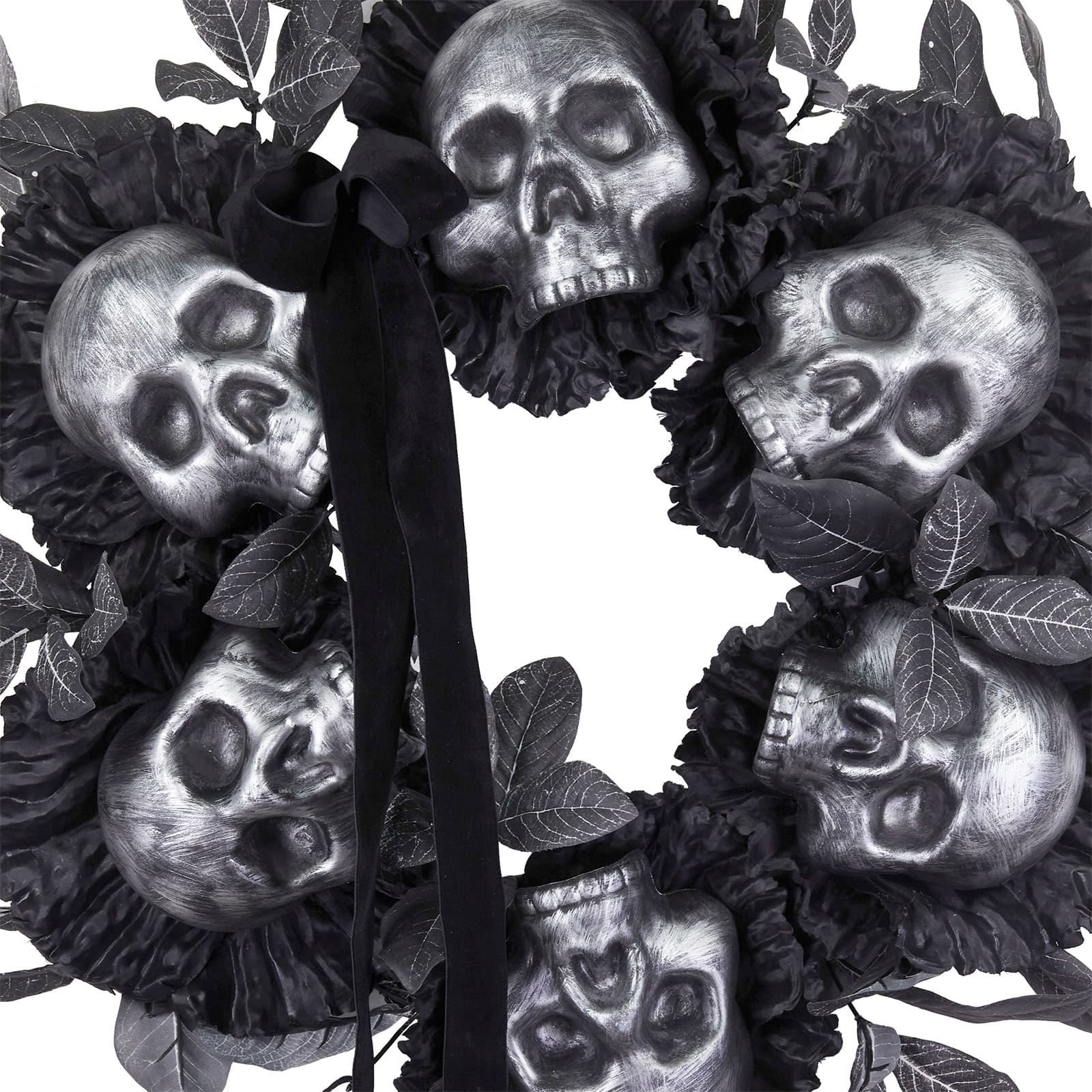 25" Black Eucalyptus & Skull Flower Wreath by Ashland®