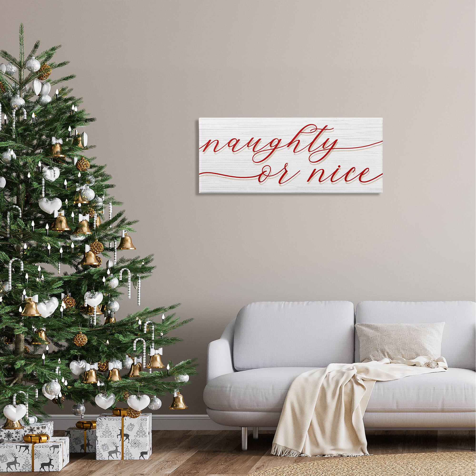 Stupell Industries Naughty Or Nice Christmas Phrase Canvas Wall Art