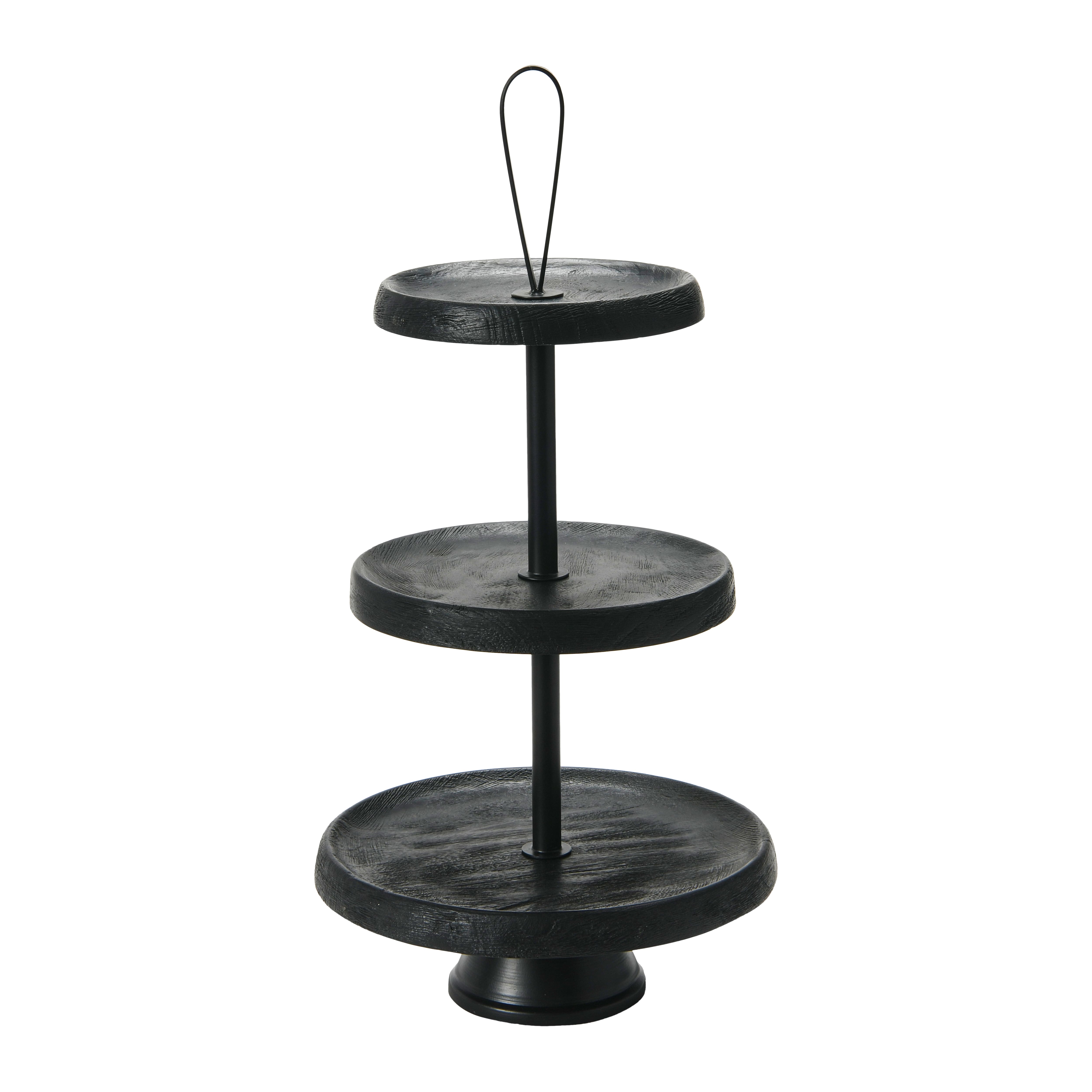 Hello Honey® 21.5" Black Elegant Modern 3-Tiered Tray