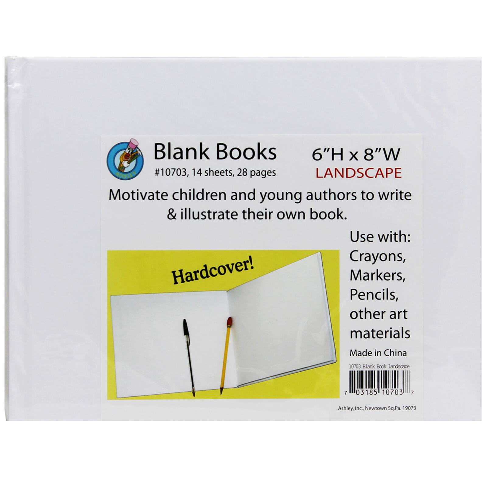 Ashley Productions White Landscape Style Hardcover Blank Book, 12ct.