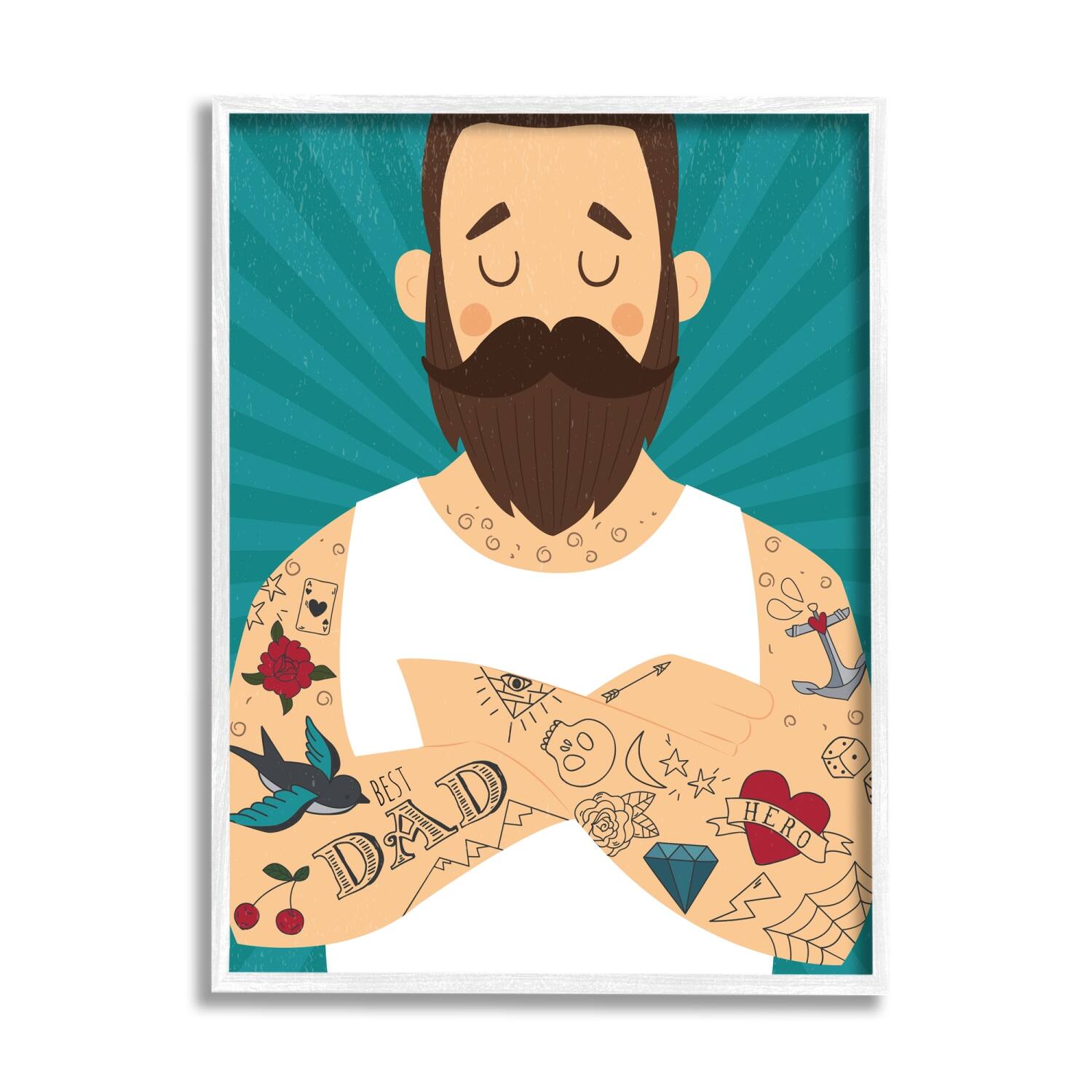 Stupell Industries Best Dad Father's Day Tattoos Framed Giclee Art