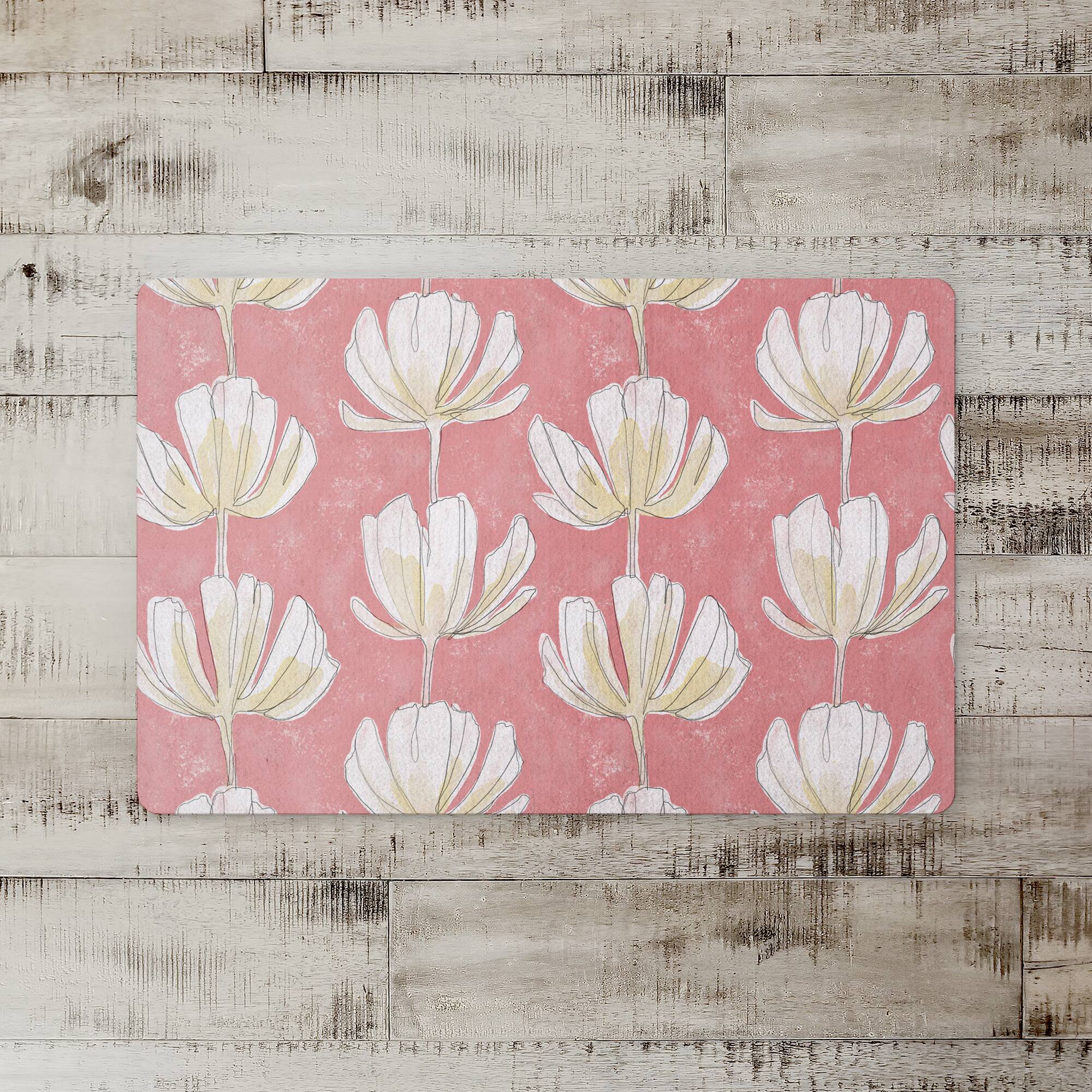 Pink Floral Pattern 27" x 18" Floor Mat