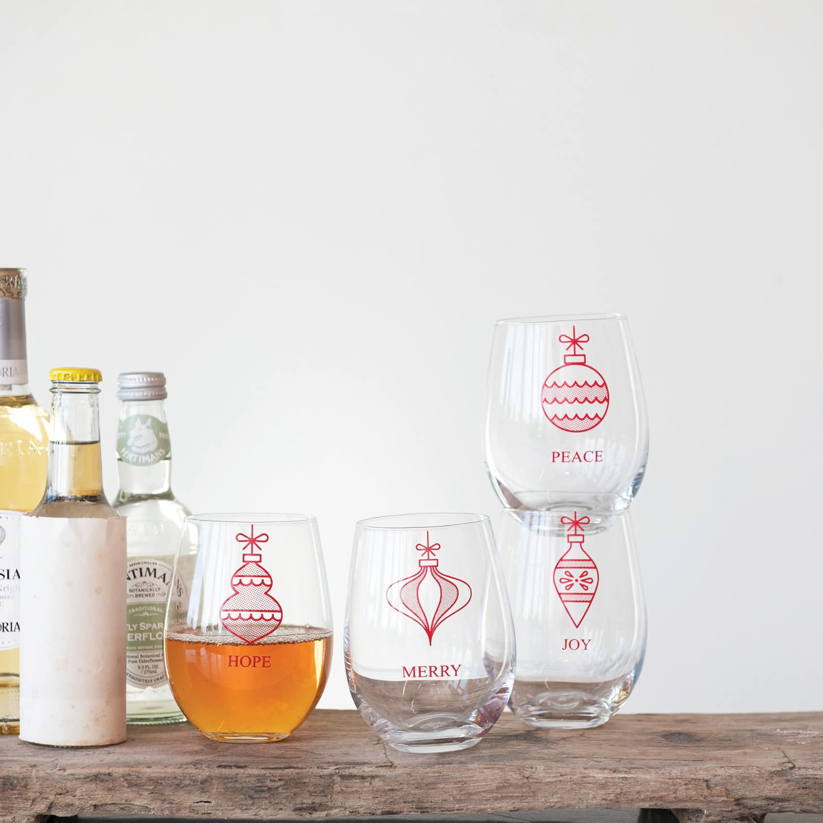 Hello Honey® 18oz. Ornament Stemless Wine Glass Set