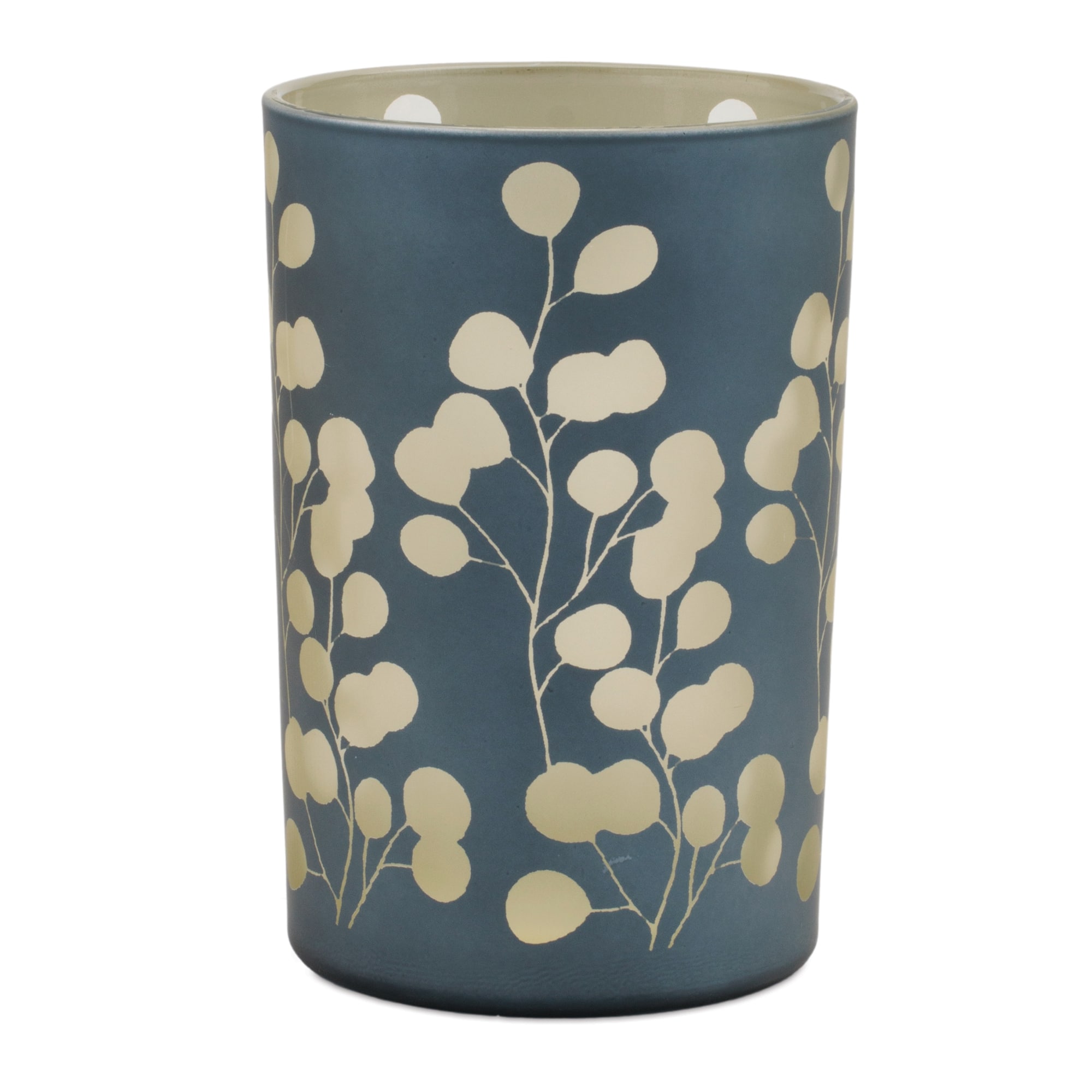 Frosted Foliage Glass Candle Holder Set