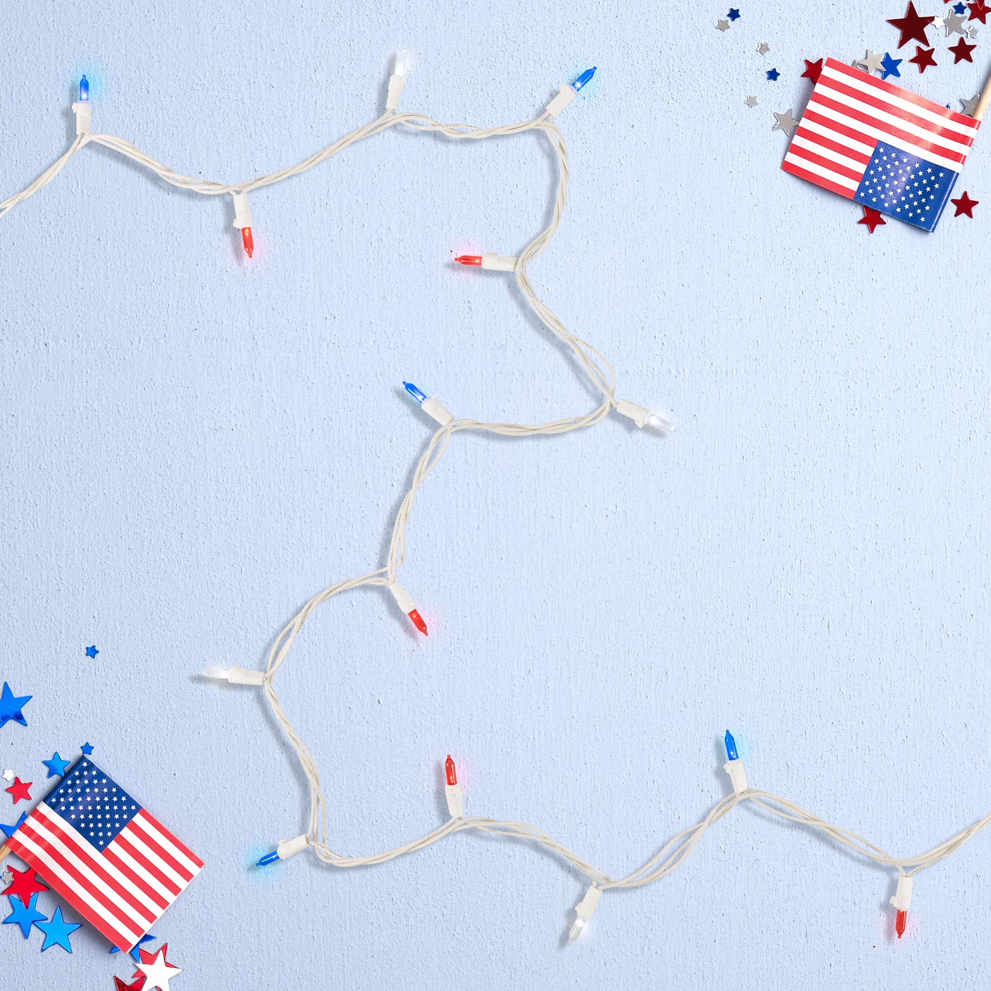 100ct. Red, White & Blue 4th of July LED Mini Light Set