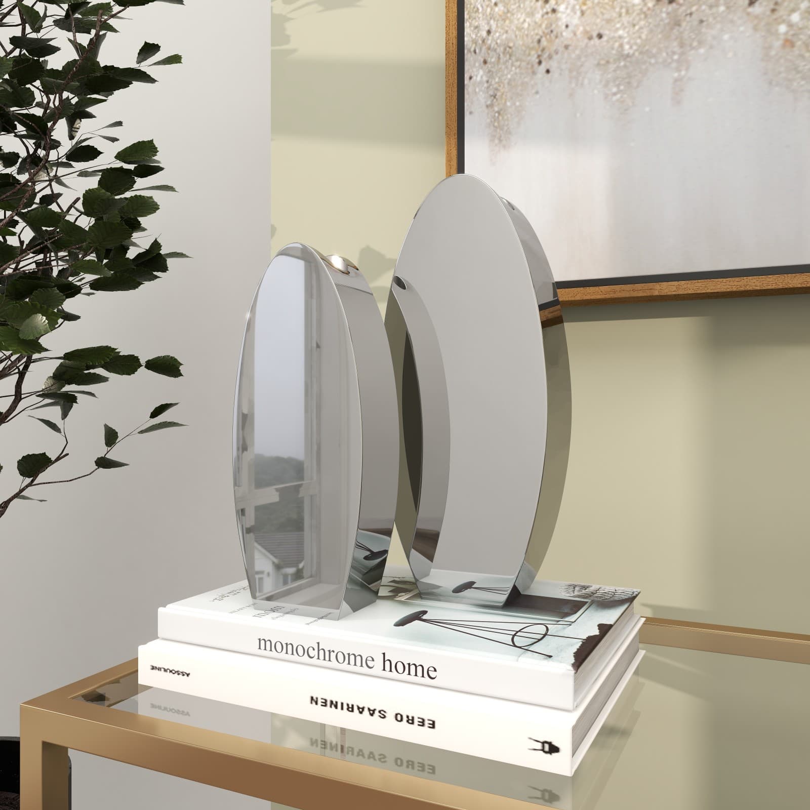 Silver Stainless Steel Vase with a Sleek Mirror Finish Set
