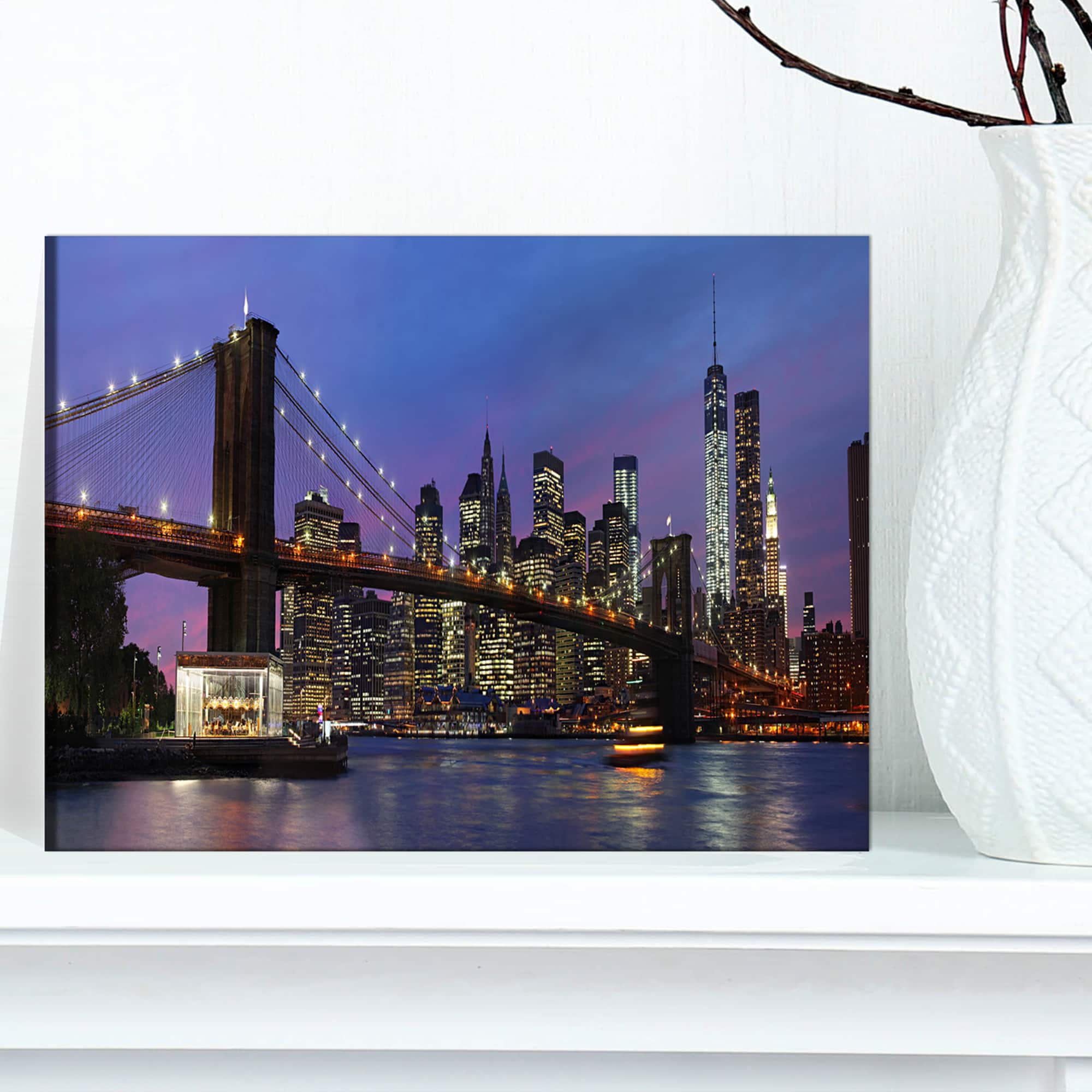 Designart - Brooklyn Bridge and Manhattan at sunset