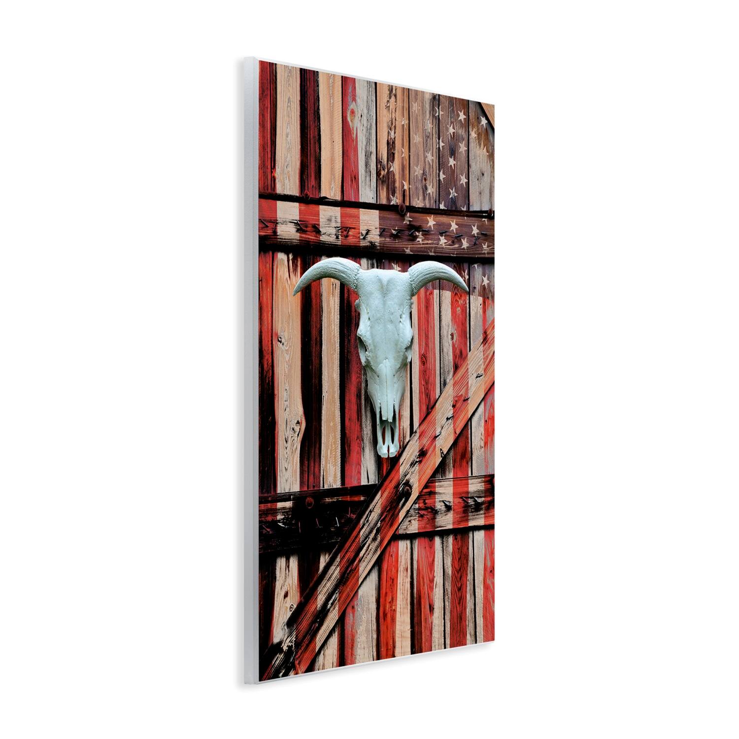 Stupell Industries Patriotic Cow Skull Wall Plaque Art