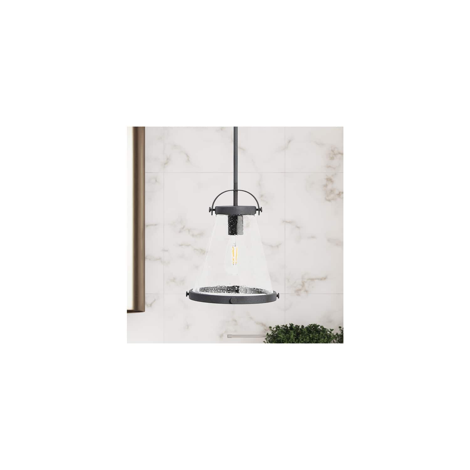 Hello Honey® Robert Stevenson Lighting Wesley Metal & Seedy Glass Ceiling Light