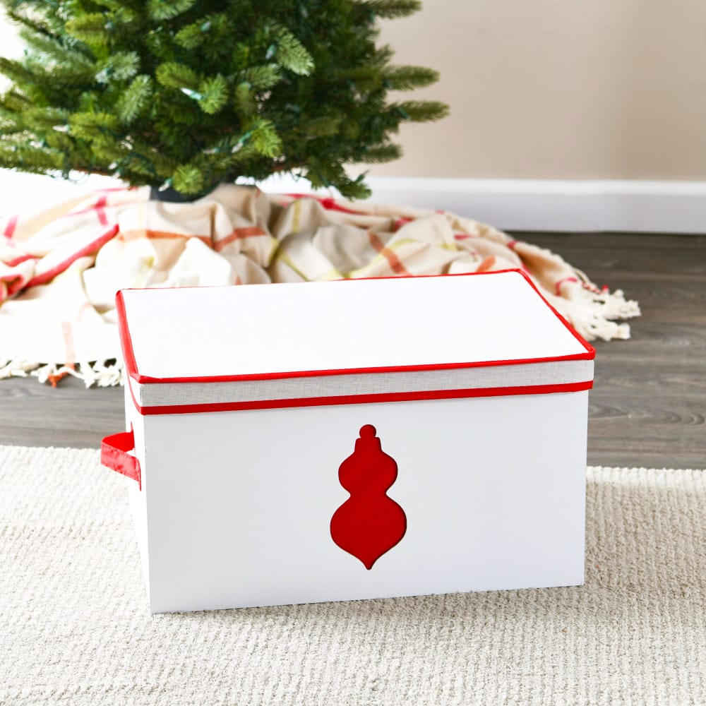 Household Essentials Red & White Ornament Storage Box