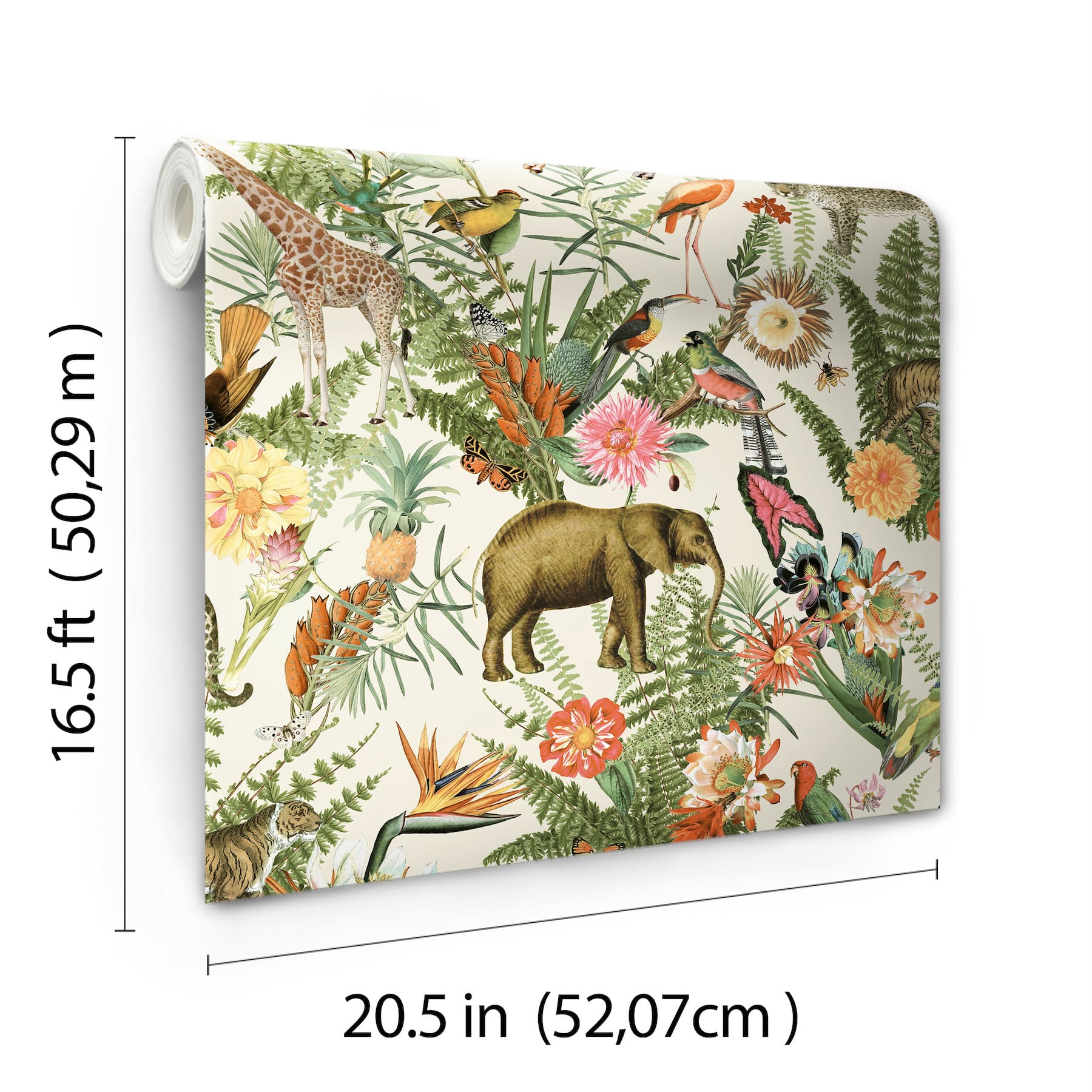 RoomMates Green Tropical Zoo Peel & Stick Wallpaper