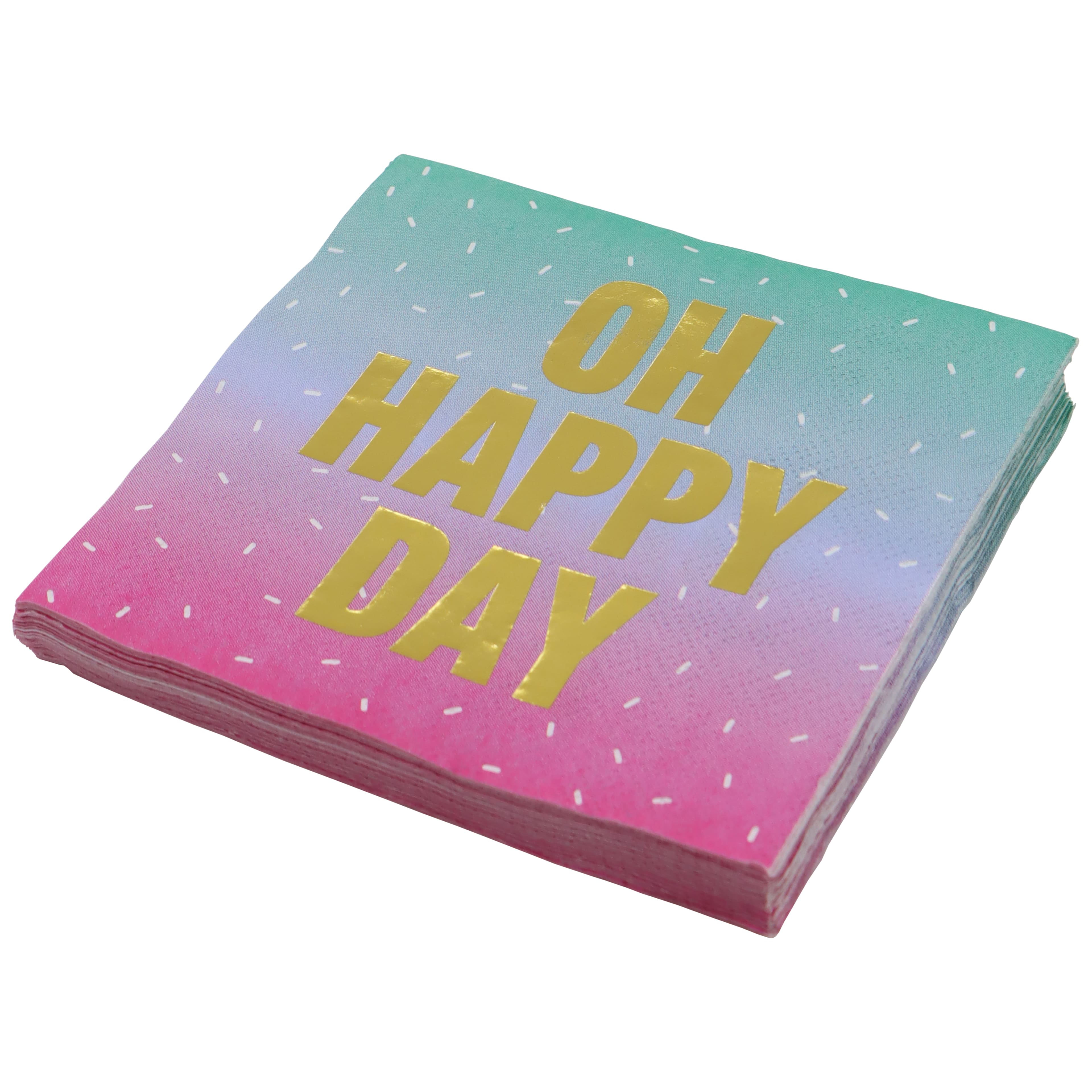 24 Packs: 20 ct. (480 total) Oh Happy Day Beverage Napkins by Celebrate It™