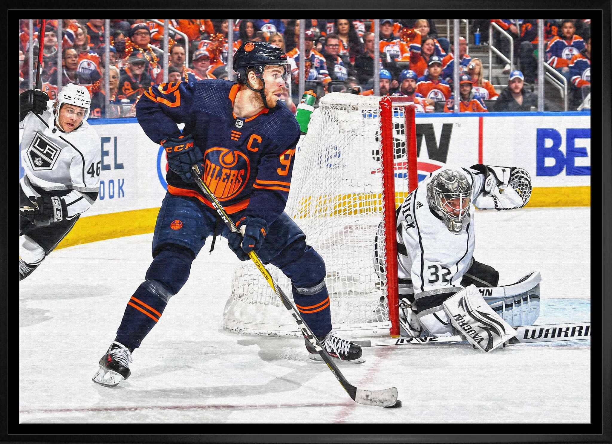Connor McDavid Edmonton Oilers Framed 20" x 29" Canvas vs Los Angeles Kings 31.5" x 22.5"